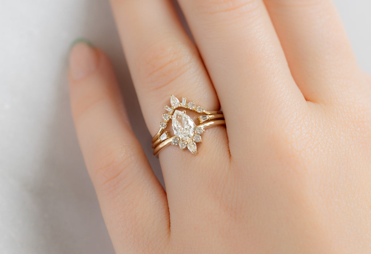 Alexis Russell - The Aster Ring with A Pear-Cut White Diamond