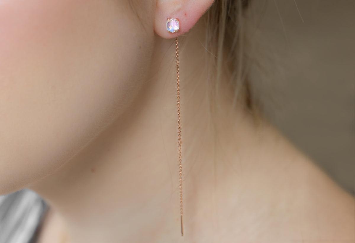 Rose gold thread on sale earrings