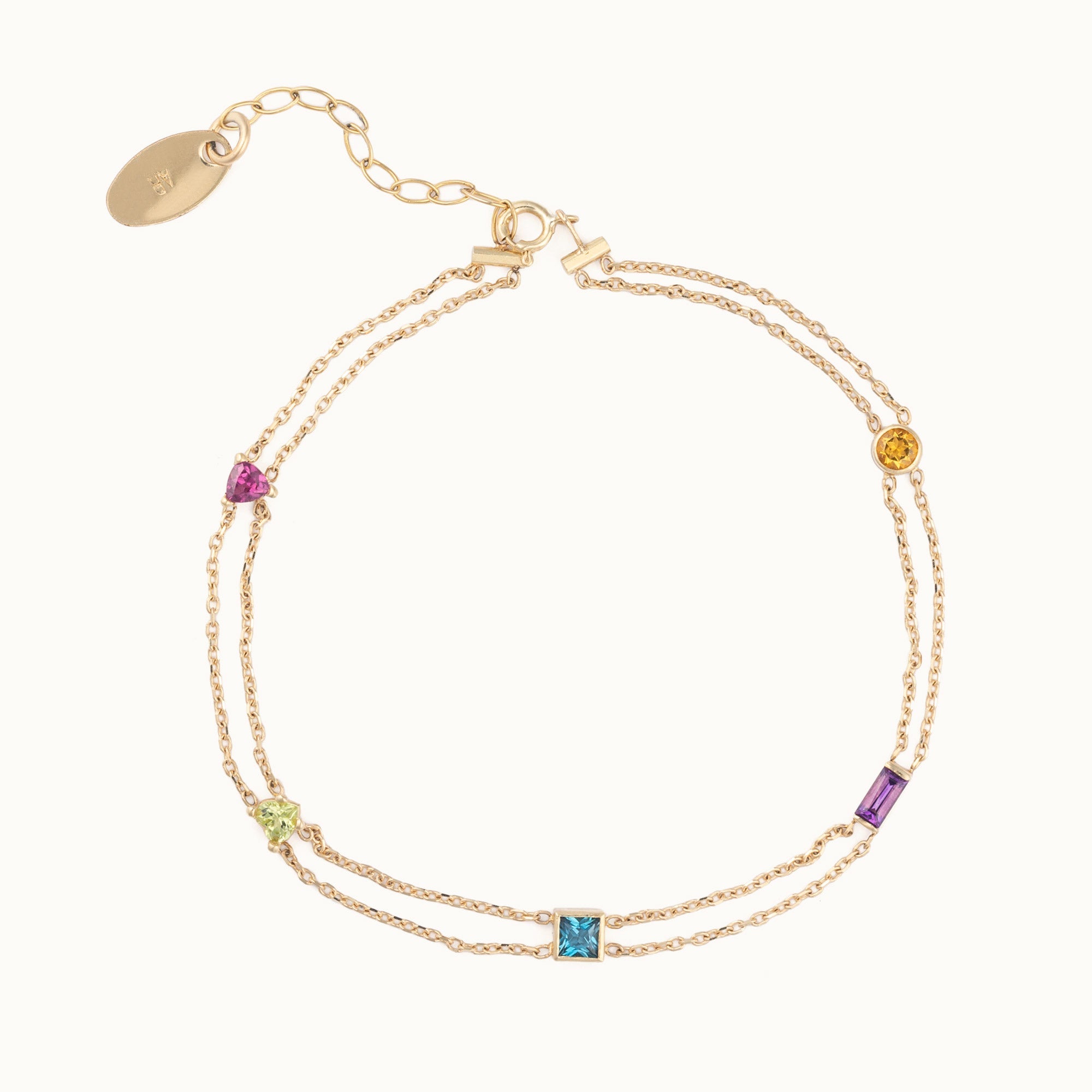 The Candy Gemstone Bracelet in 10K Yellow Gold on White Background