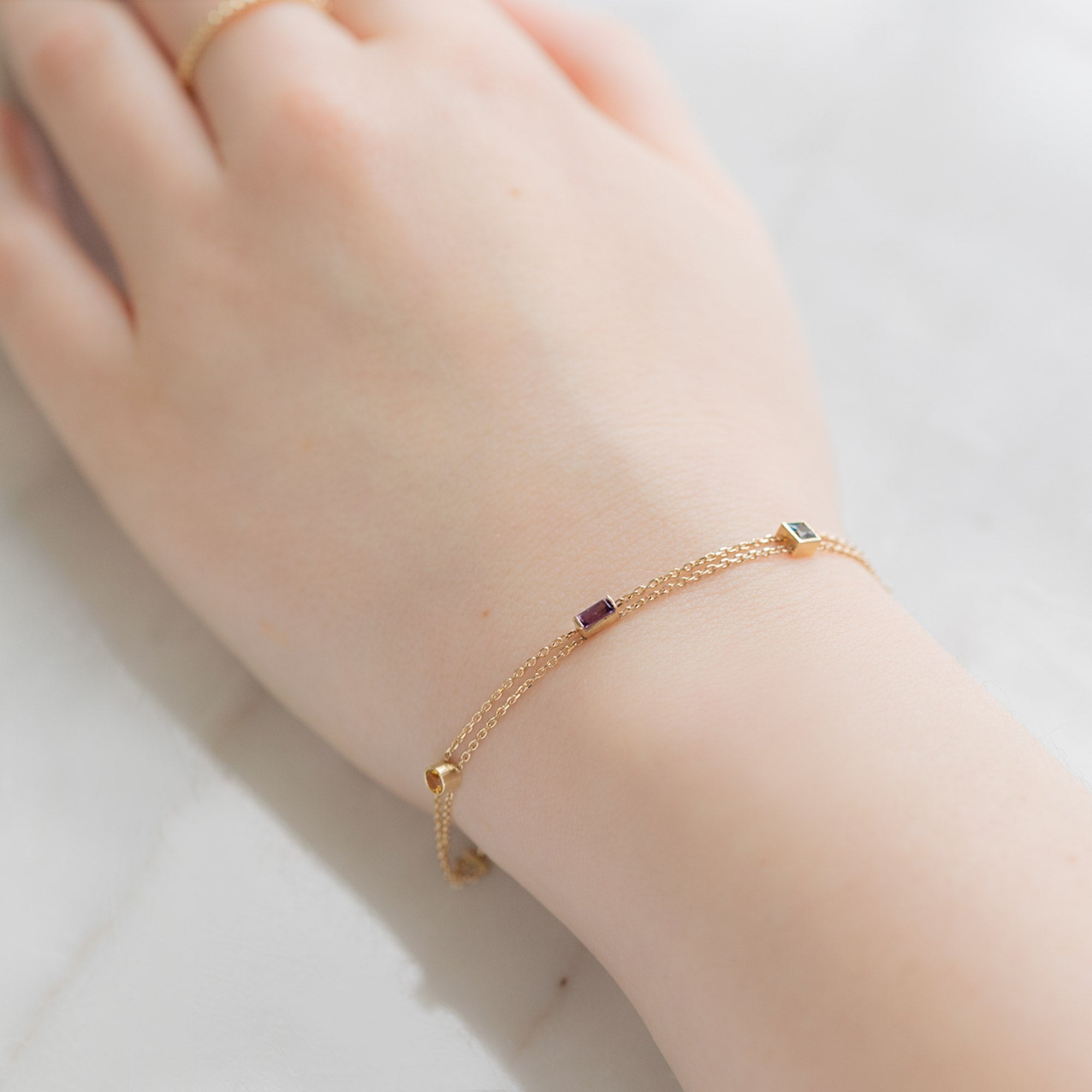 The Candy Gemstone Bracelet in 10K Yellow Gold on Model