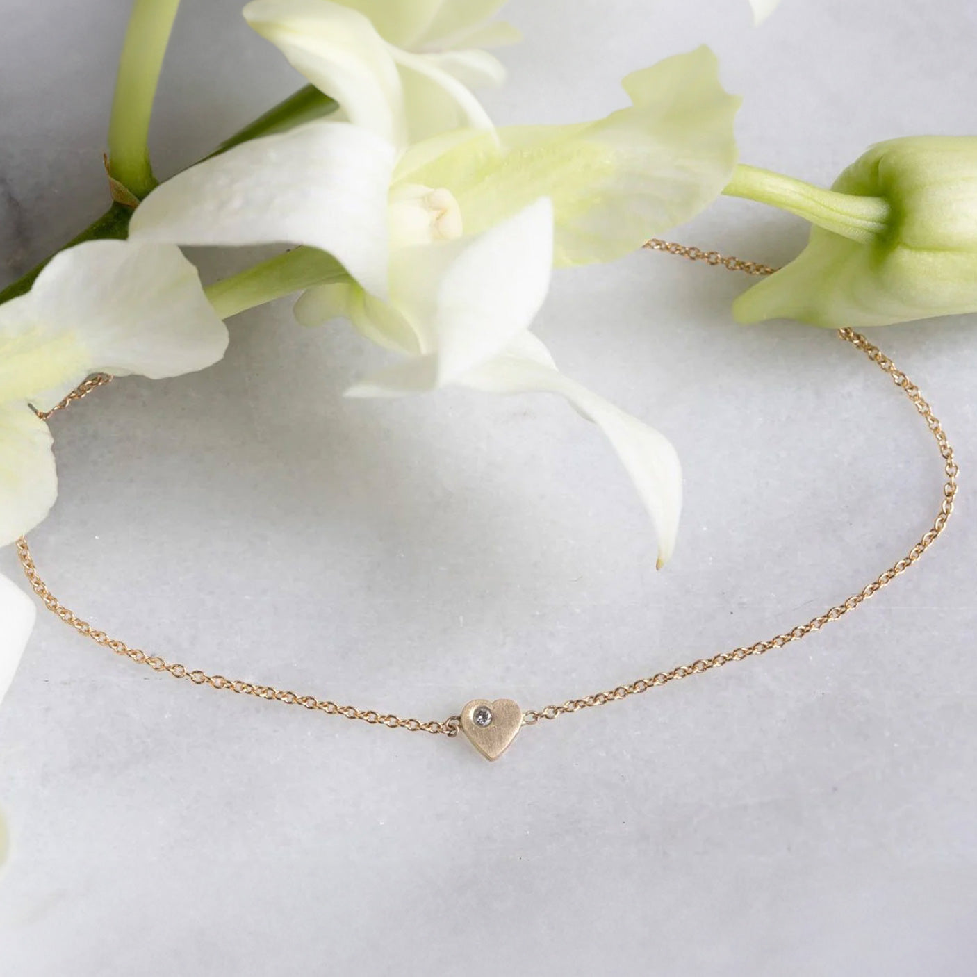 The Sweetheart White Diamond Bracelet | 14K Yellow Gold