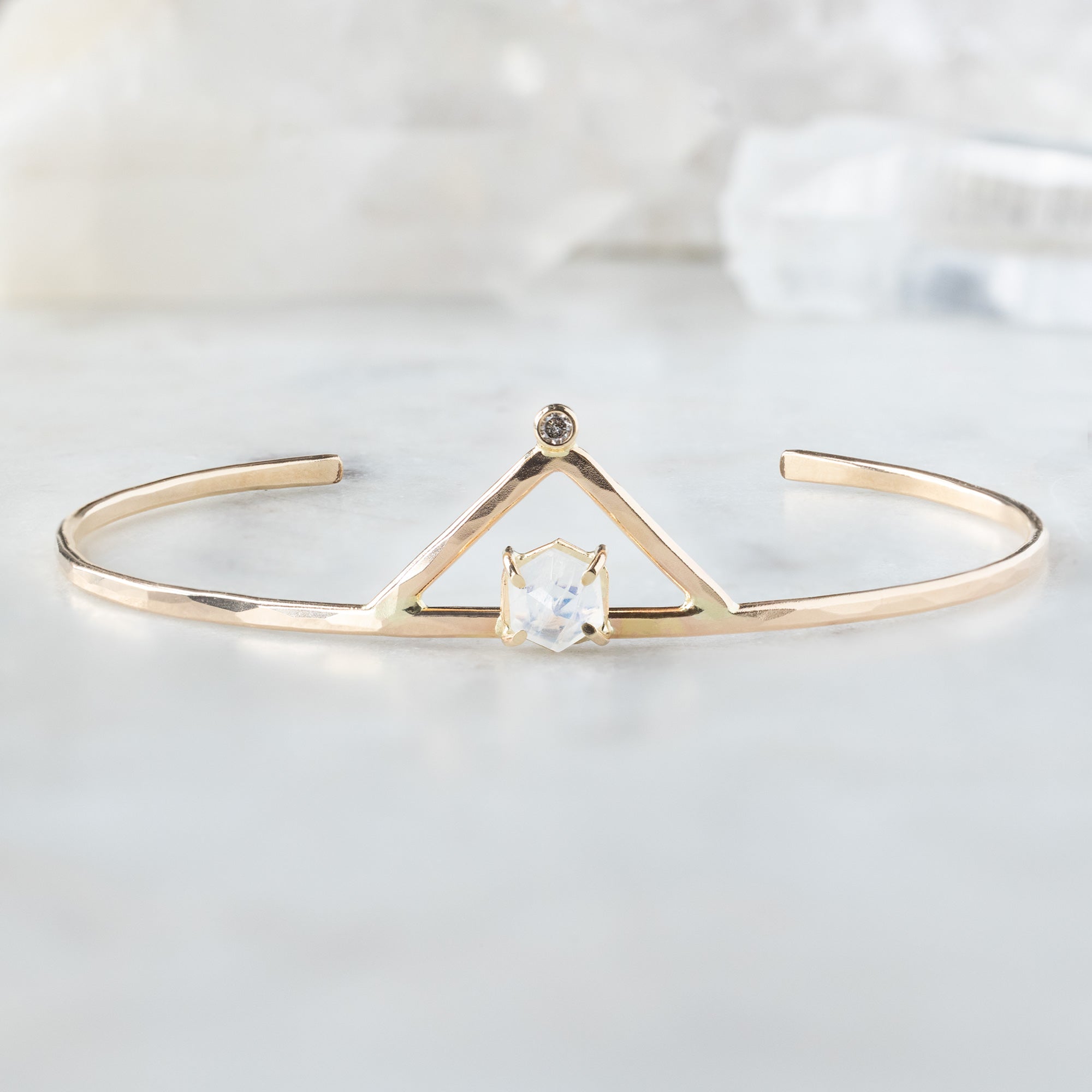 The Moonstone + Diamond Crown Bracelet | Yellow Gold Filled