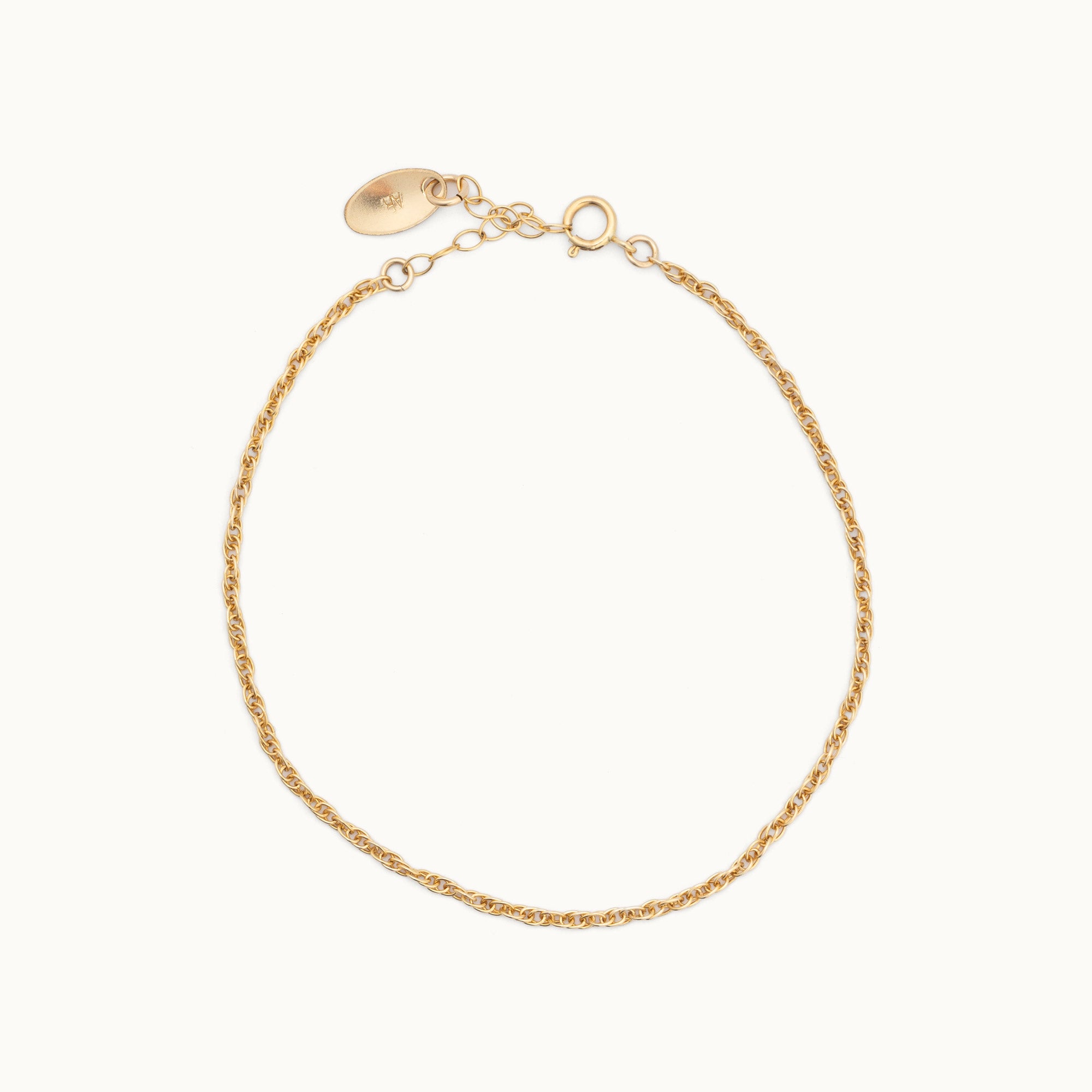 The Boyfriend Rope Chain Anklet in Yellow Gold Filled on White Background