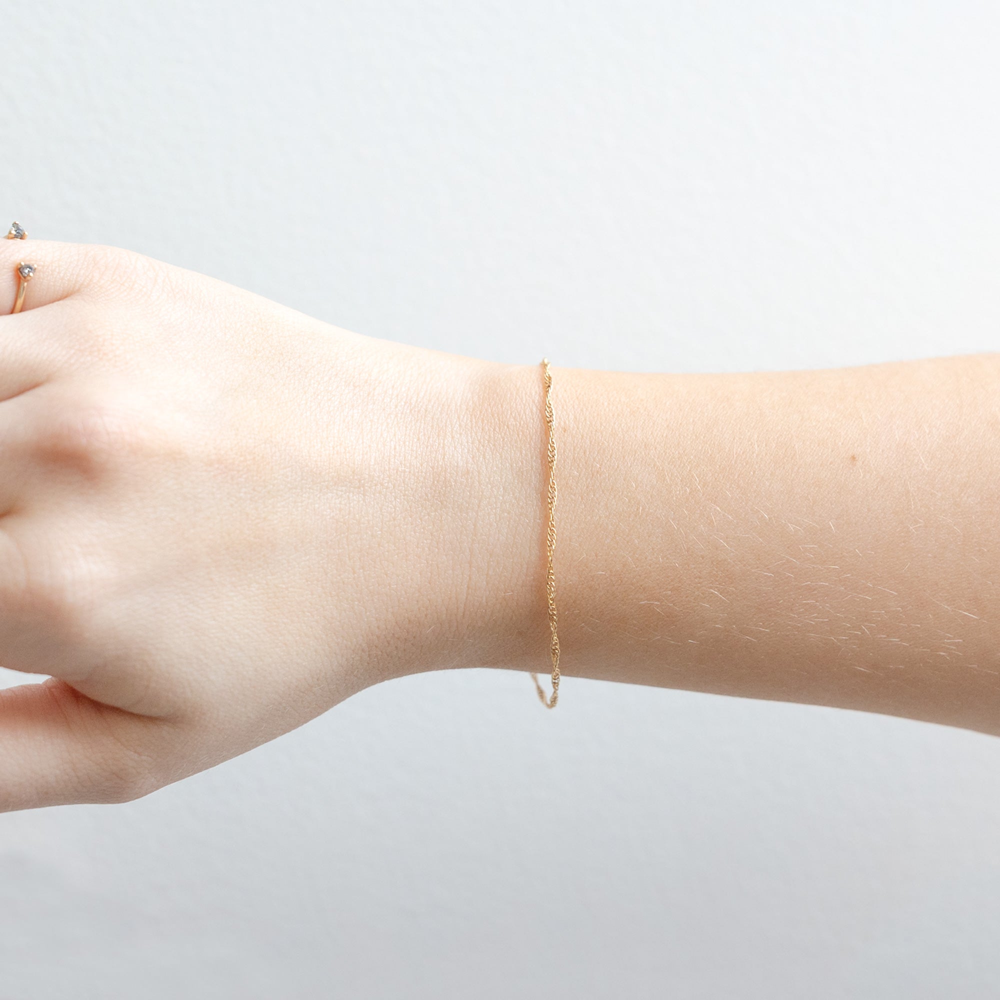 The Boyfriend Rope Chain Bracelet in Yellow Gold Filled on Model