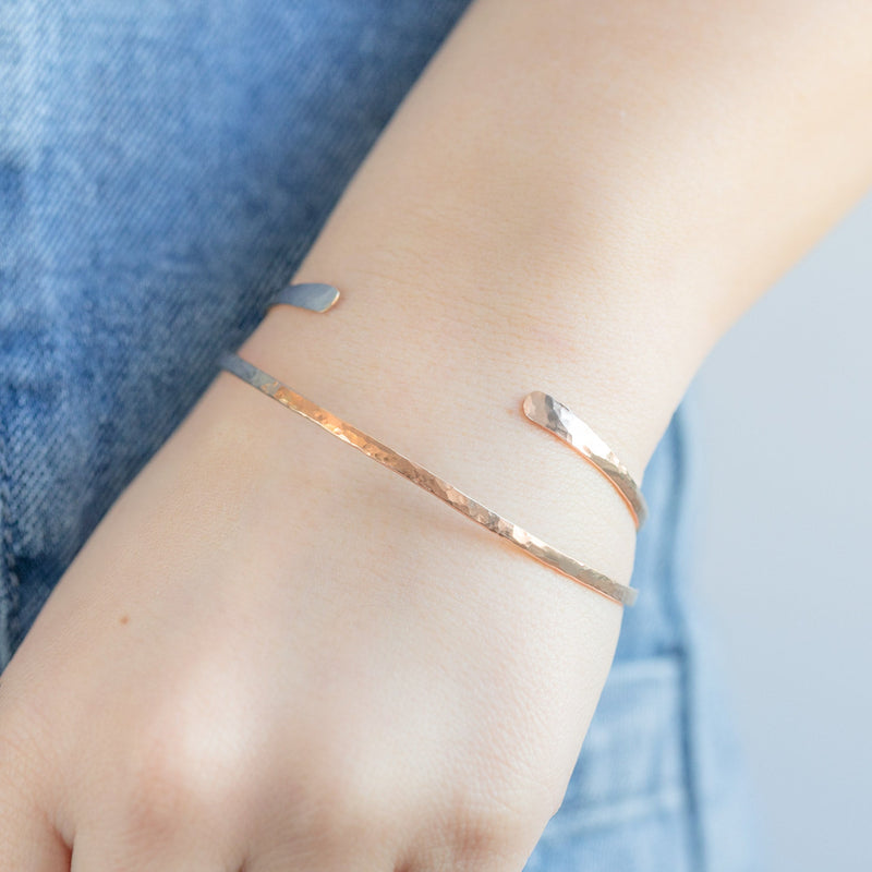 The Hammered Open Cuff Bracelet | Gold Filled