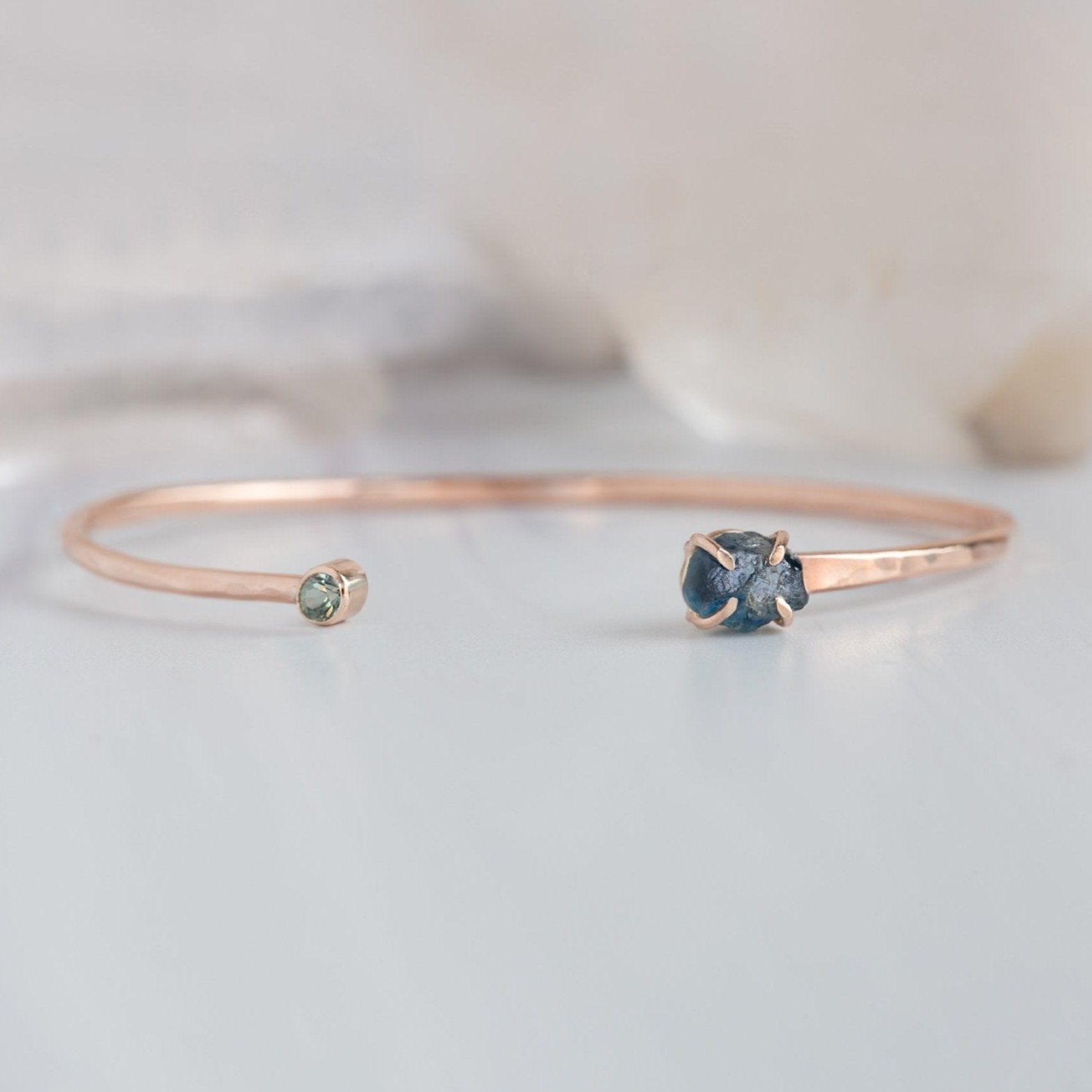 The Raw Montana Sapphire Cuff Bracelet | Rose Gold Filled