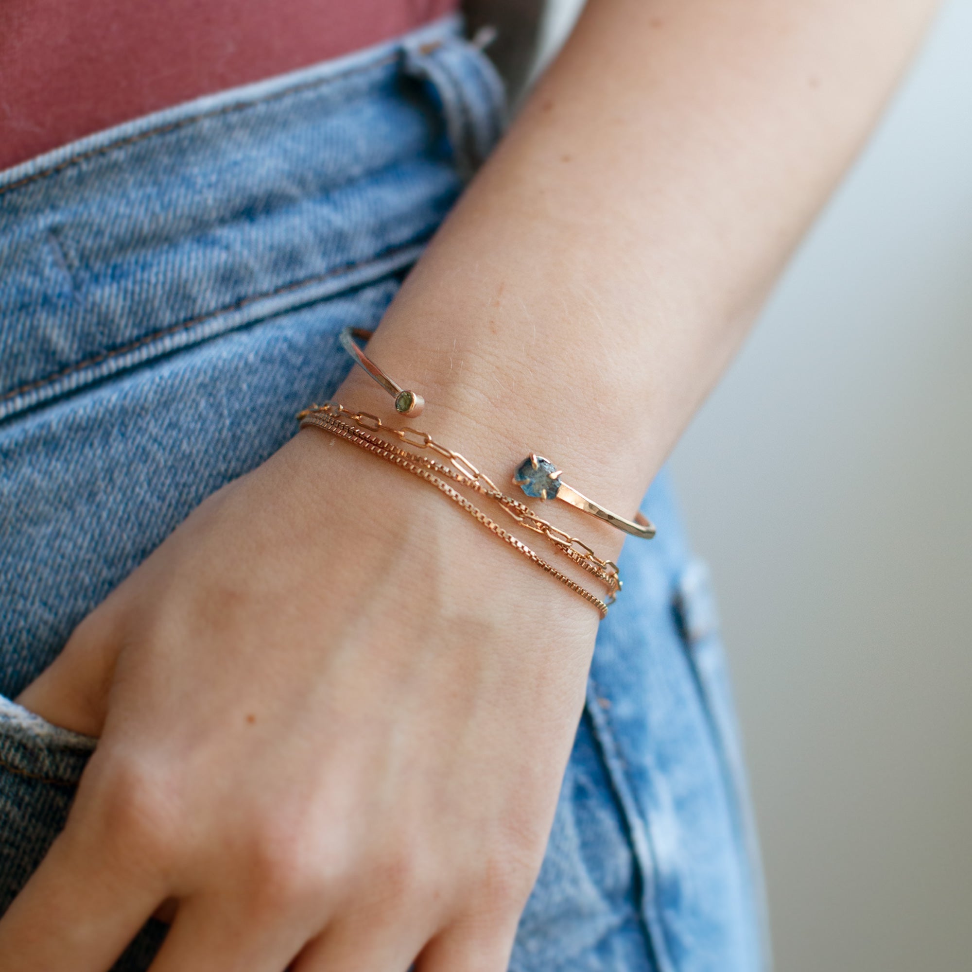 The Raw Montana Sapphire Cuff Bracelet | Rose Gold Filled