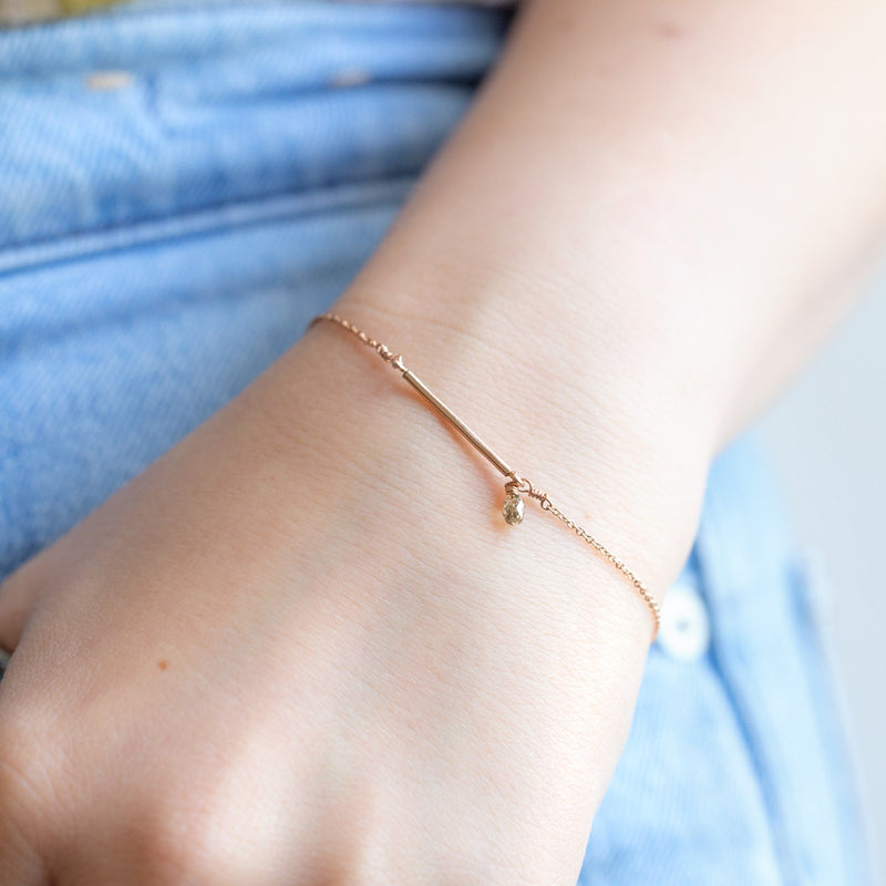 The Champagne Diamond Briolette Bar Bracelet | Gold Filled