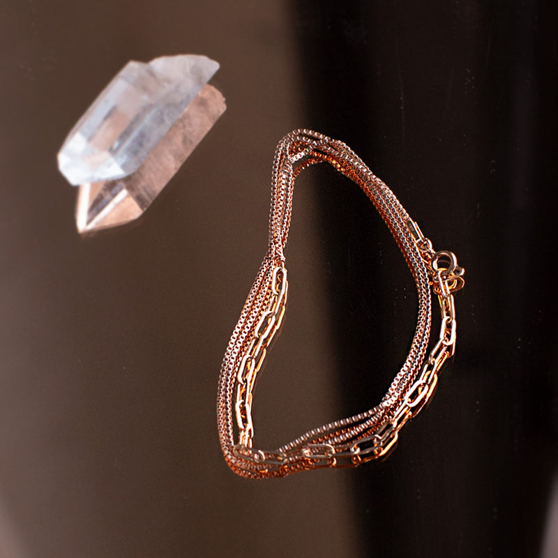 The 4-in-1 Cable Chain Bracelet in Rose Gold Filled on Mirror