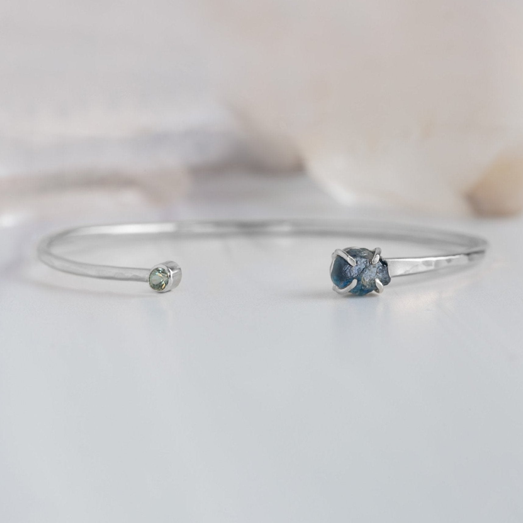 The Raw Montana Sapphire Cuff Bracelet | Sterling Silver