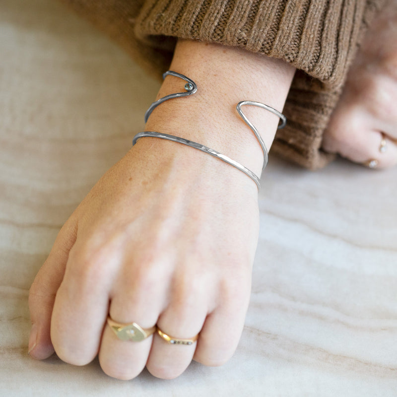 The Sapphire Arrow Cuff Bracelet | Sterling Silver