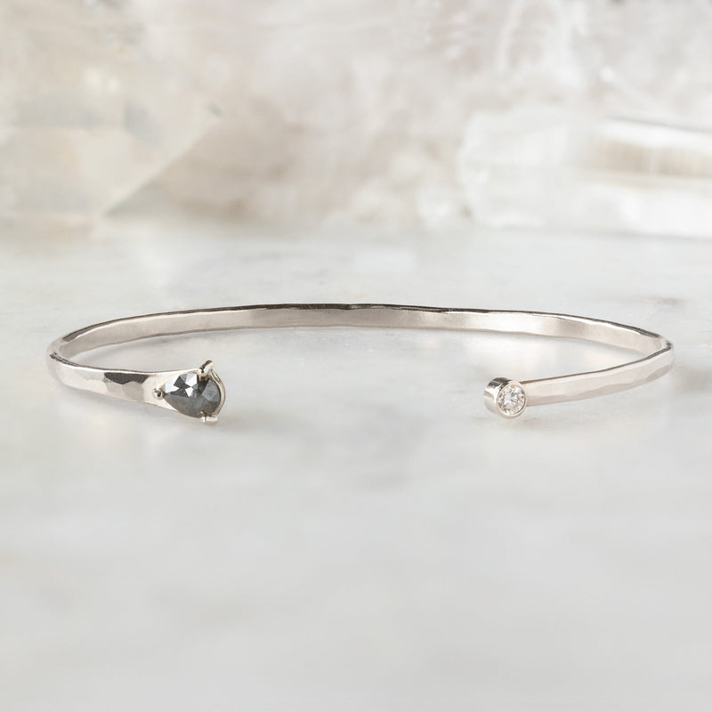 The Black + White Diamond Cuff Bracelet | Sterling Silver