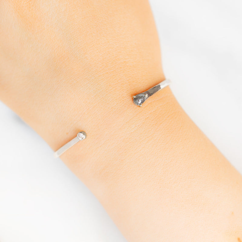 The Black + White Diamond Cuff Bracelet | Sterling Silver