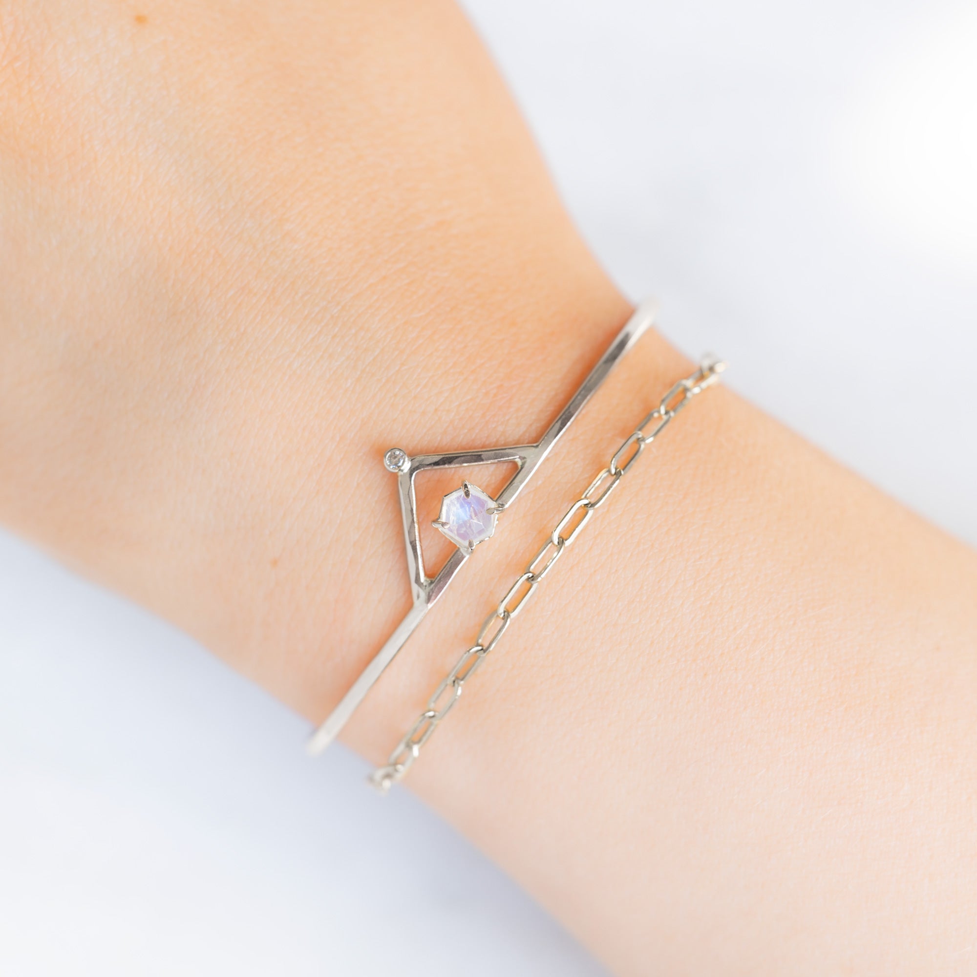 The Moonstone + Diamond Crown Bracelet | Sterling Silver