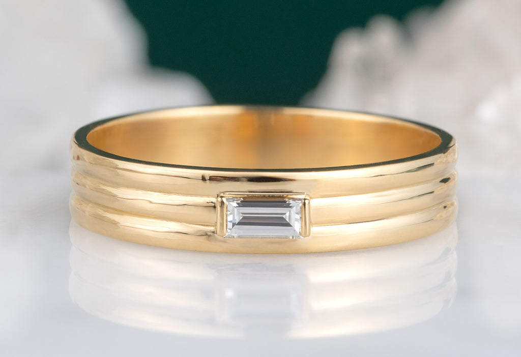 18k Yellow Gold Baguette Trio Stacking Ring