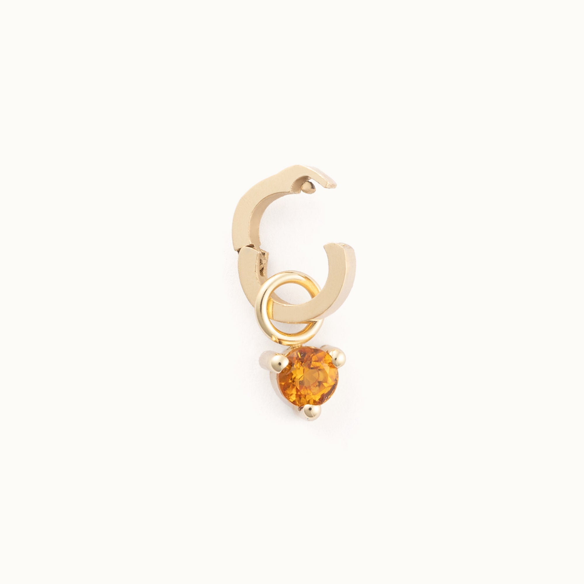 The Citrine Birthstone Charm in 10K Yellow Gold on White Background