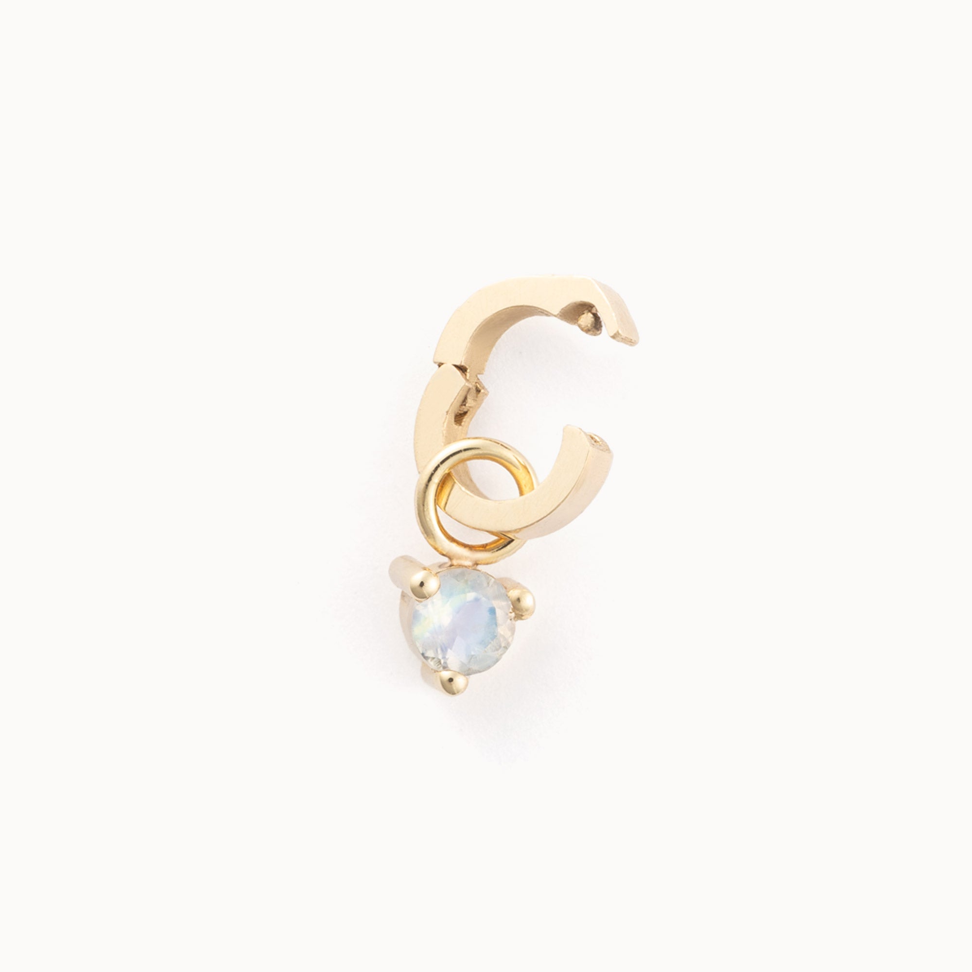 The Moonstone Birthstone Charm in 10K Yellow Gold on White Background