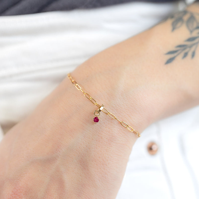 The Ruby Birthstone Charm | 10K Yellow Gold