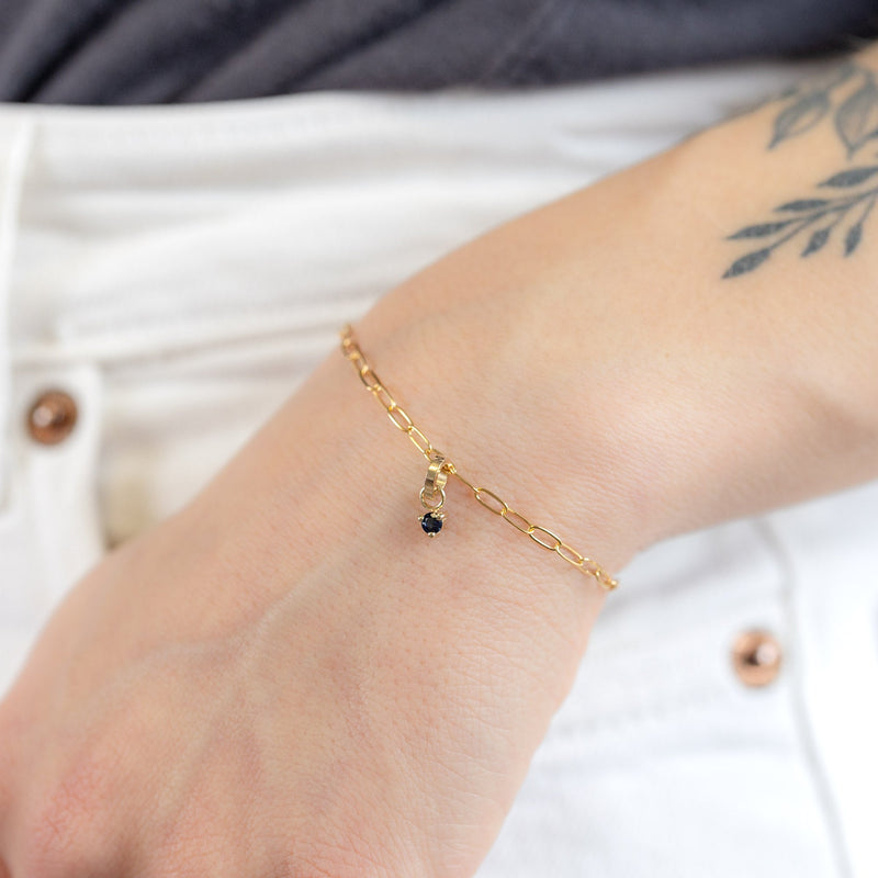 The Sapphire Birthstone Charm | 10K Yellow Gold