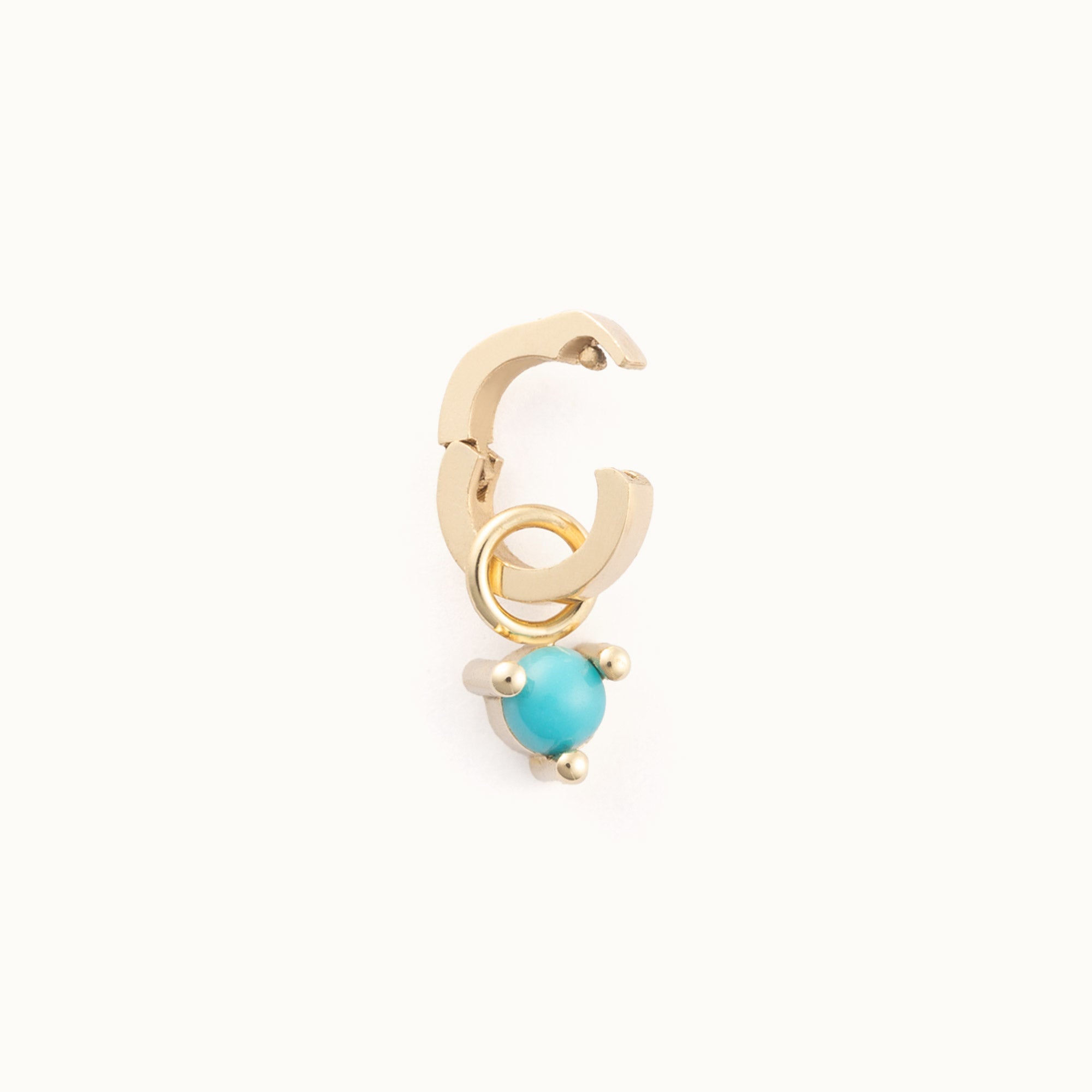 The Turquoise Birthstone Charm in 10K Yellow Gold on White Background