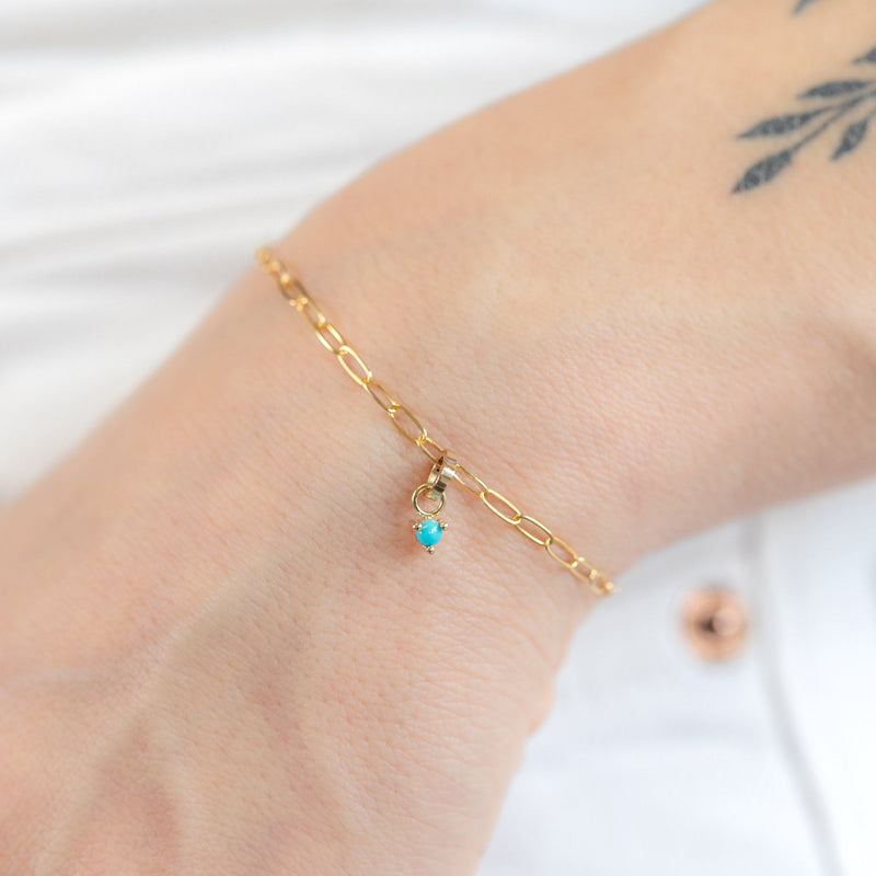 The Turquoise Birthstone Charm | 10K Yellow Gold