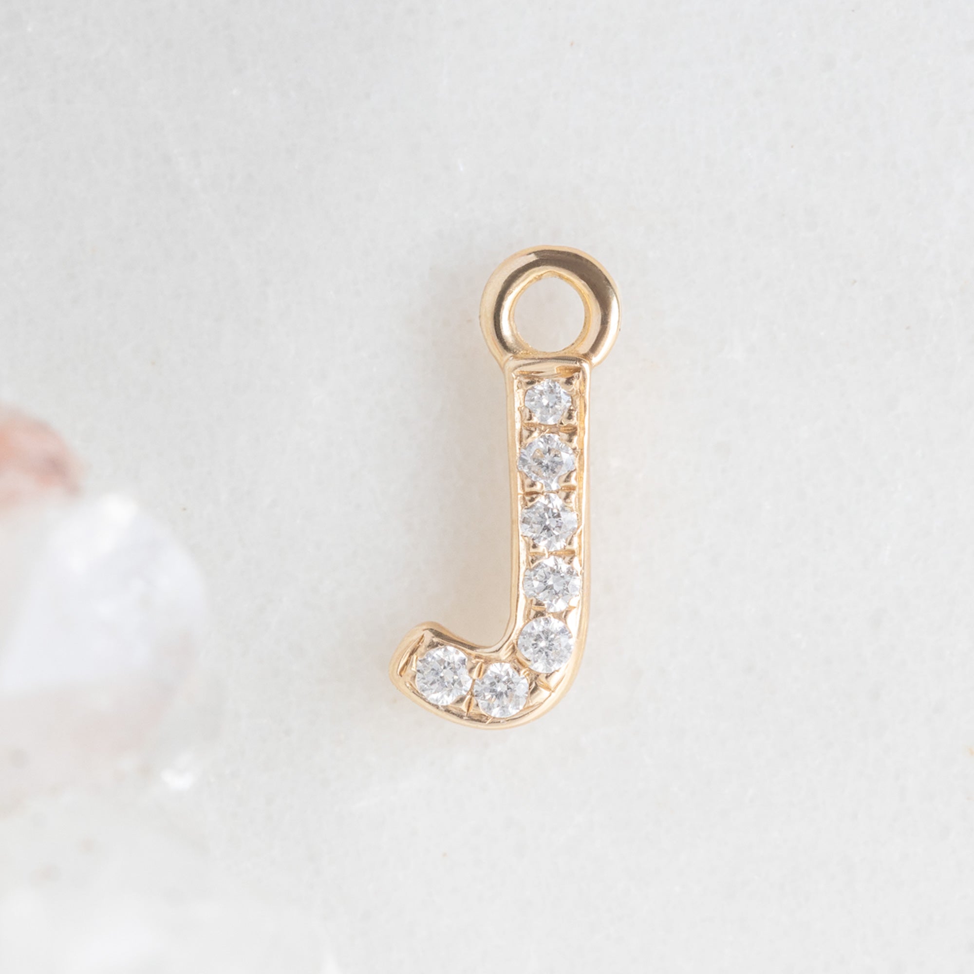 The White Diamond Pavé Letter Charm | 14K Yellow Gold