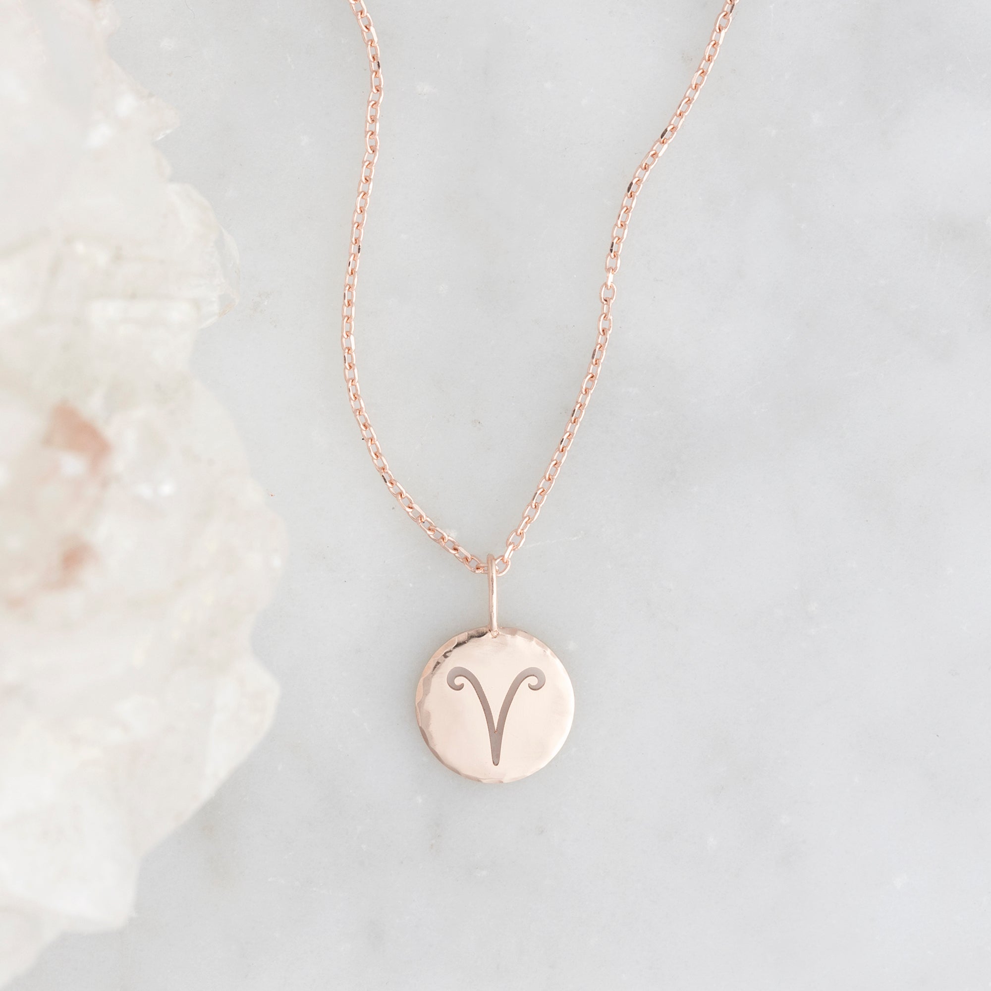 The Custom Zodiac Birthstone Charm Necklace | 14K Rose Gold