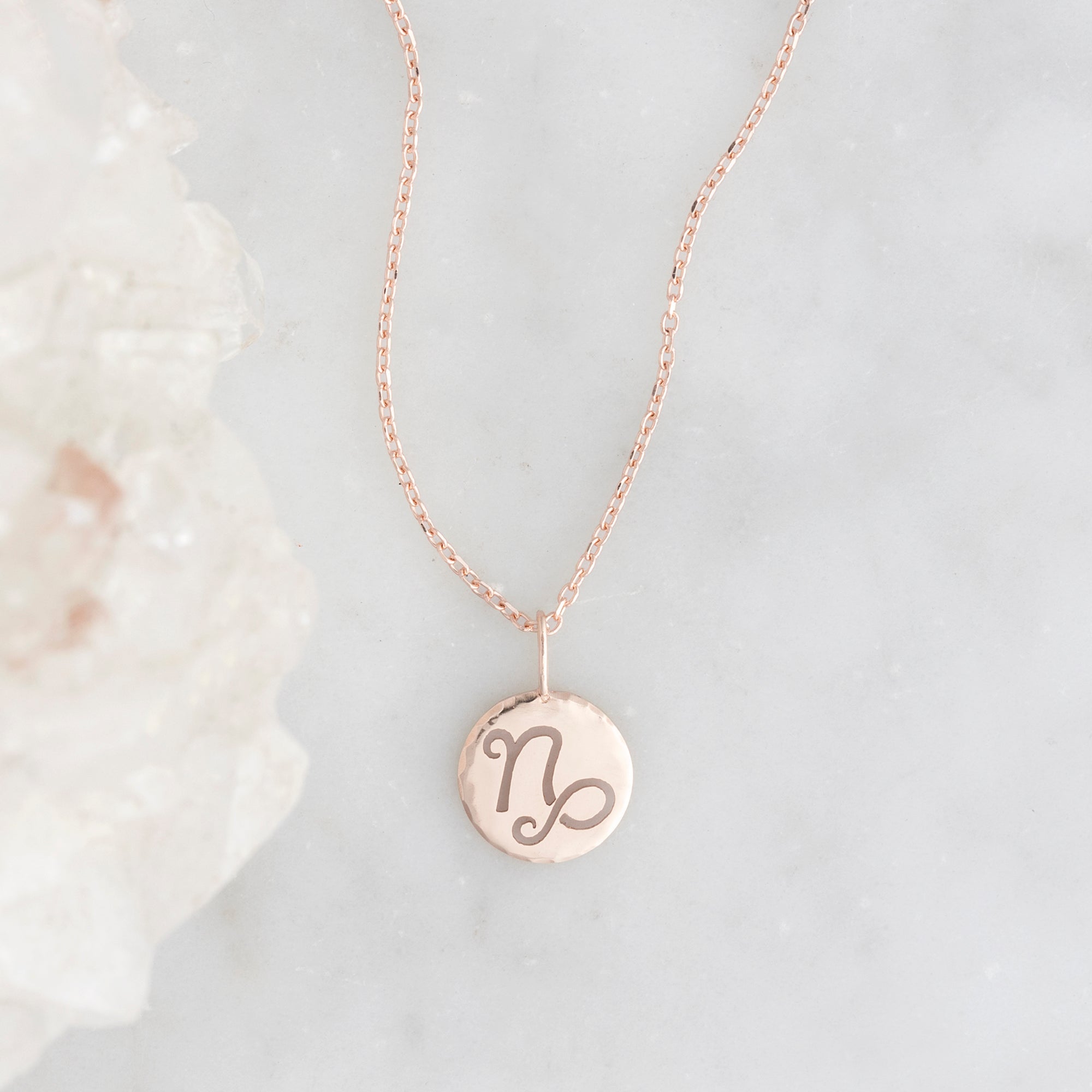 The Custom Zodiac Birthstone Charm Necklace | 14K Rose Gold