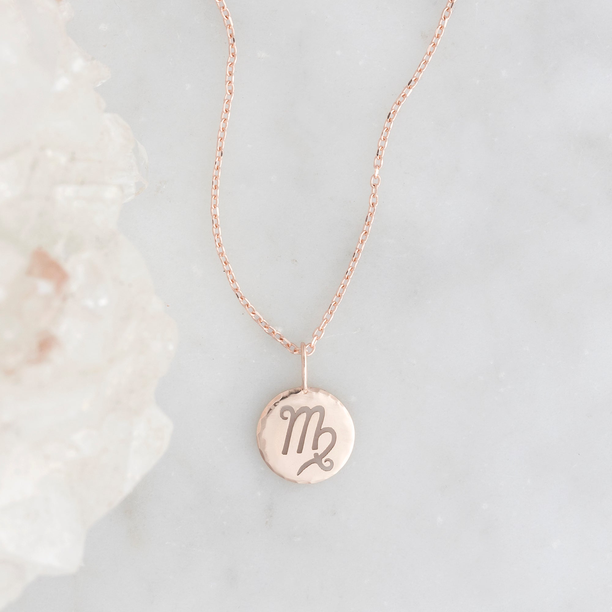 The Custom Zodiac Birthstone Charm Necklace | 14K Rose Gold