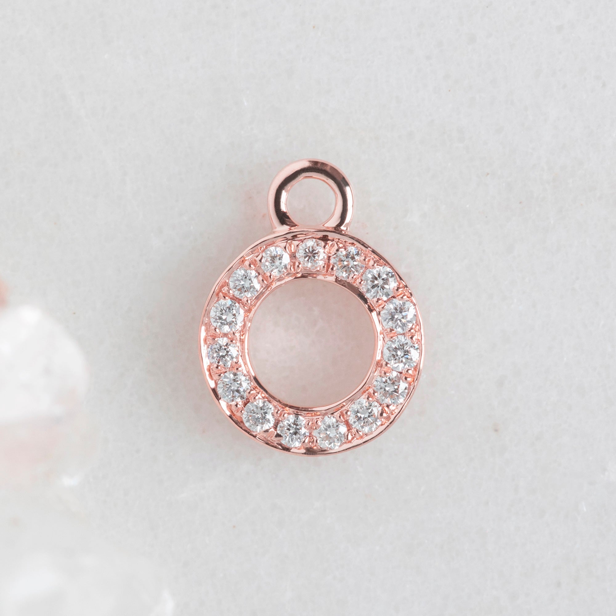 The White Diamond Pavé Letter Charm | 14K Rose Gold