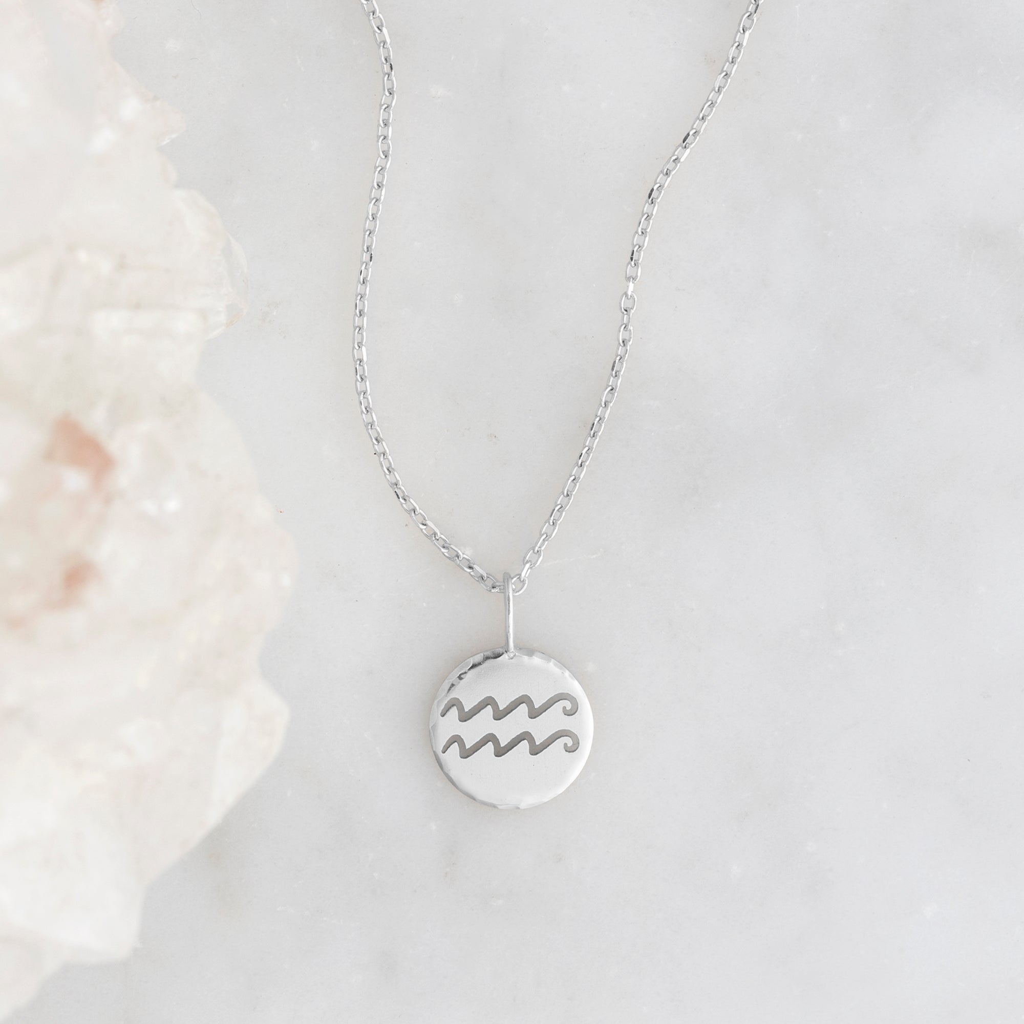 The Custom Zodiac Birthstone Charm Necklace | 14K White Gold