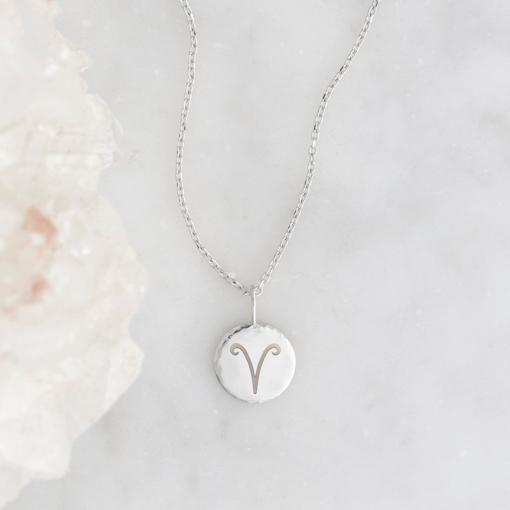 The Custom Zodiac Birthstone Charm Necklace | 14K White Gold