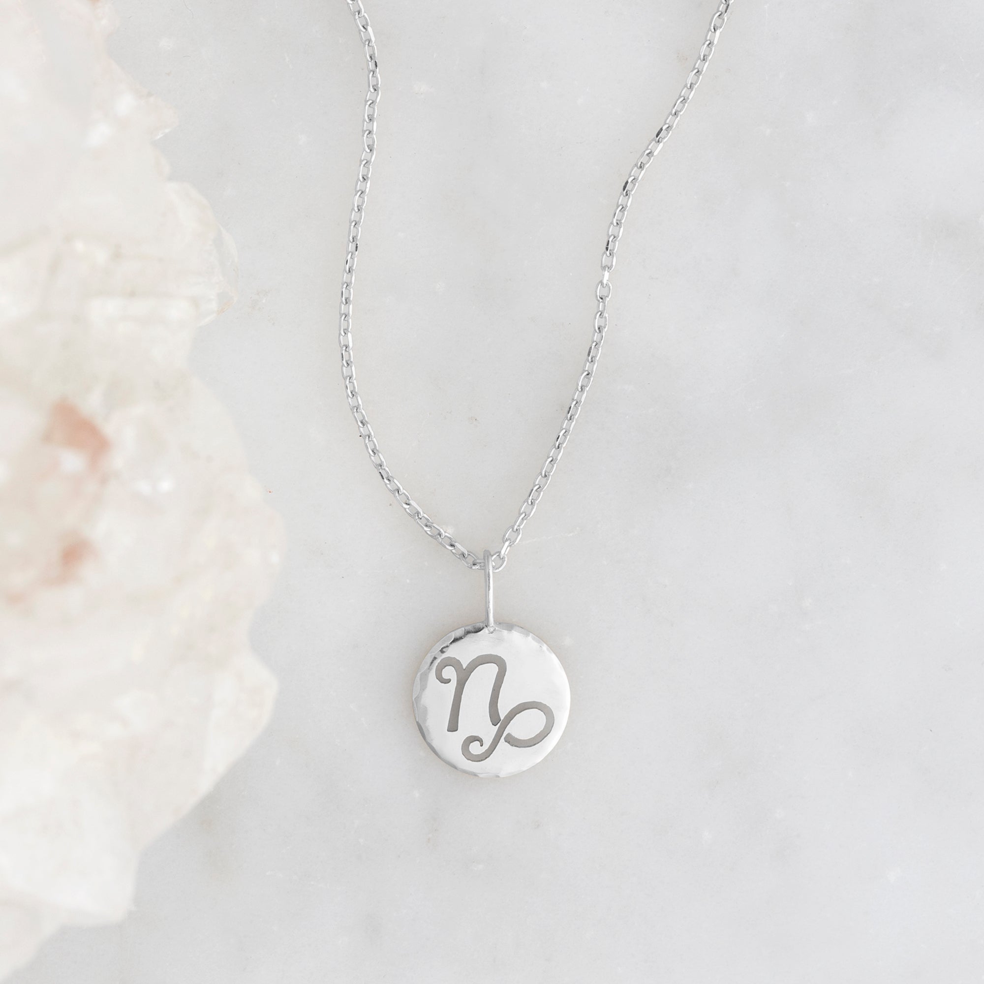 The Custom Zodiac Birthstone Charm Necklace | 14K White Gold