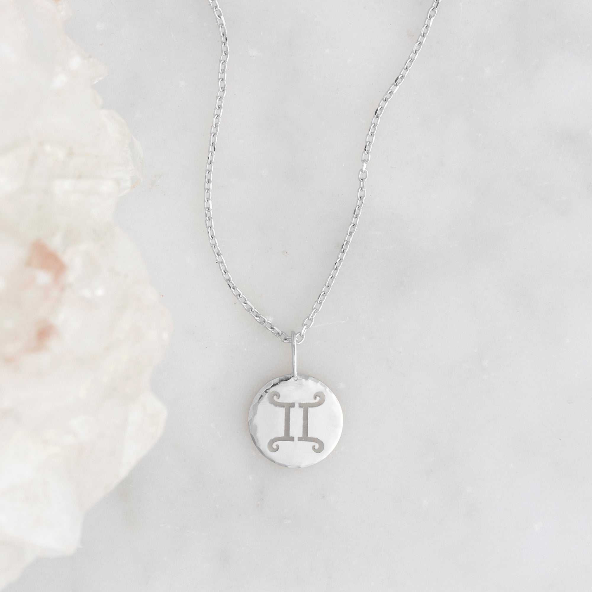 The Custom Zodiac Birthstone Charm Necklace | 14K White Gold