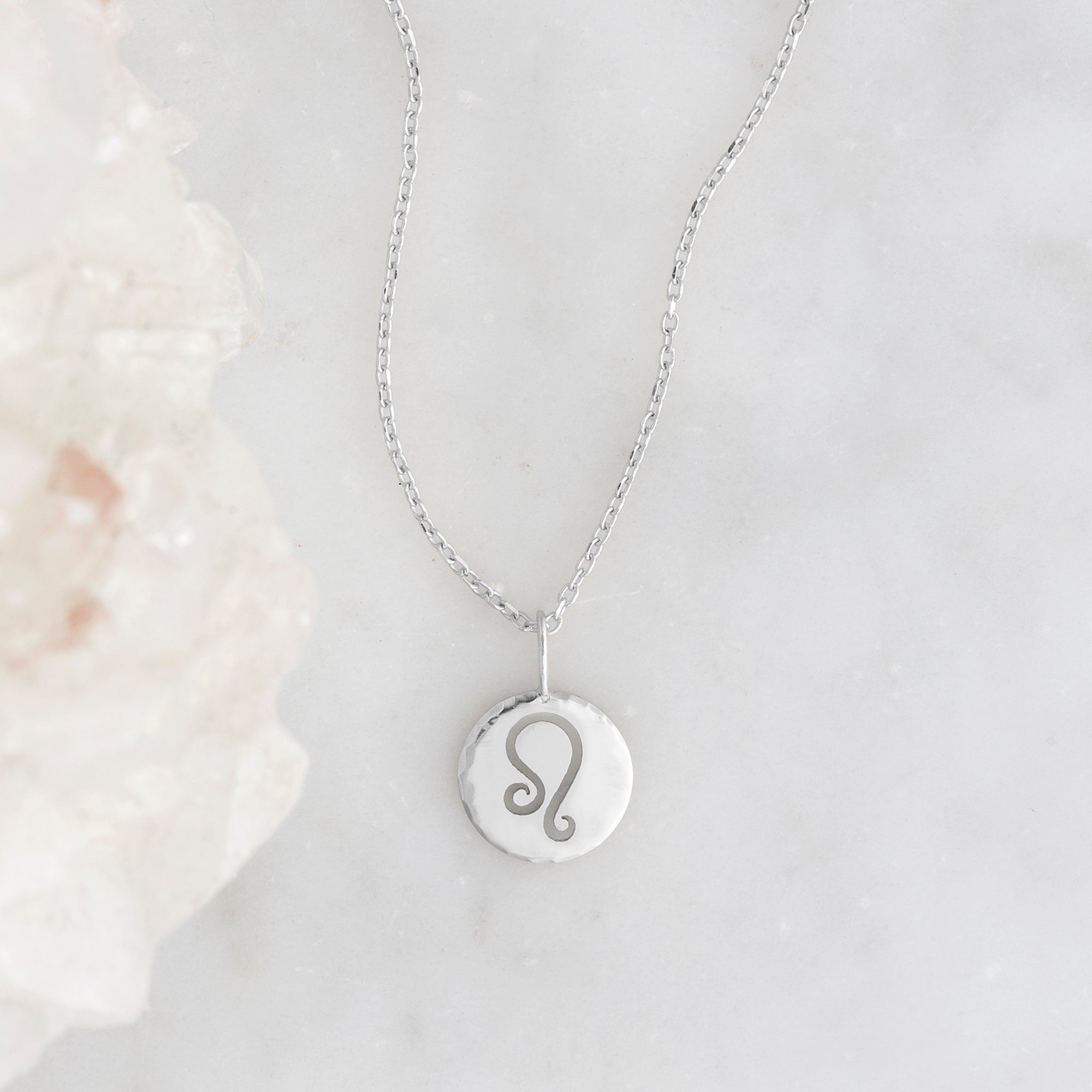 The Custom Zodiac Birthstone Charm Necklace | 14K White Gold