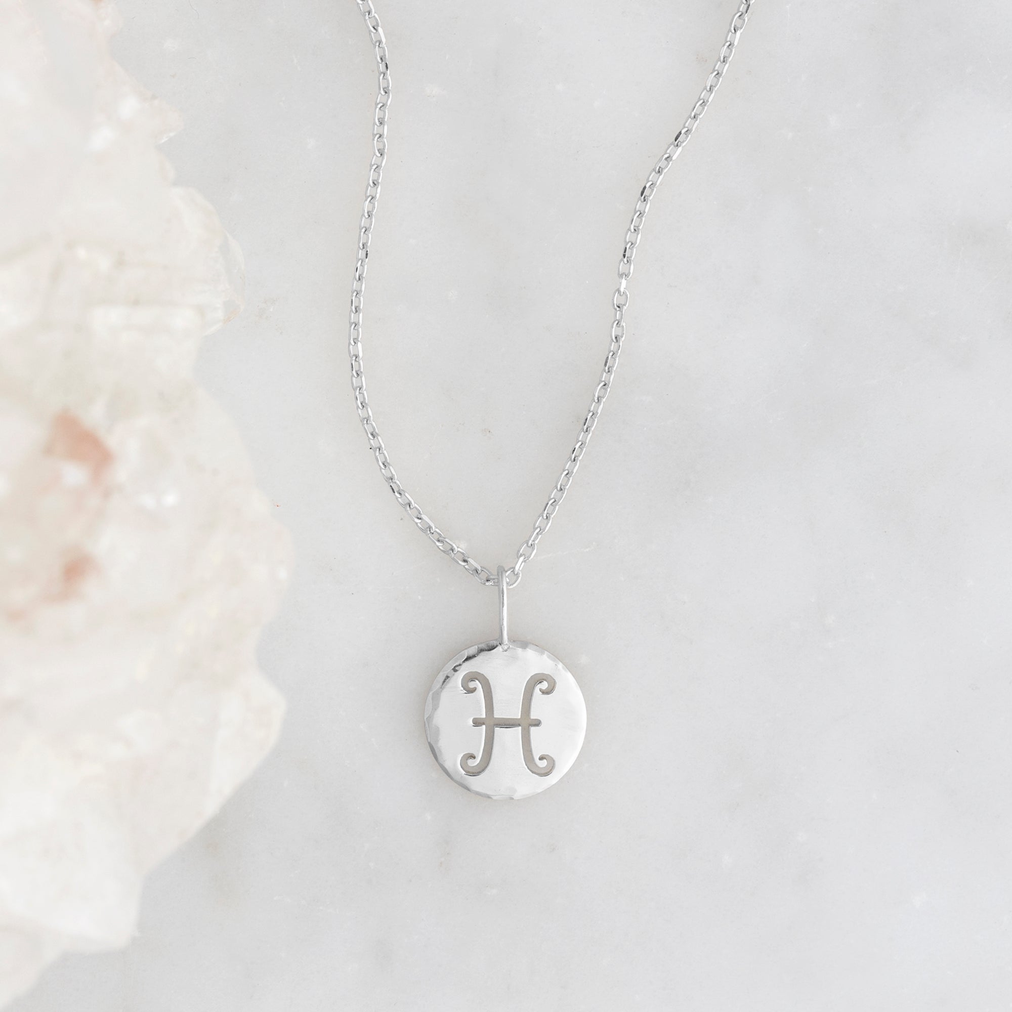 The Custom Zodiac Birthstone Charm Necklace | 14K White Gold