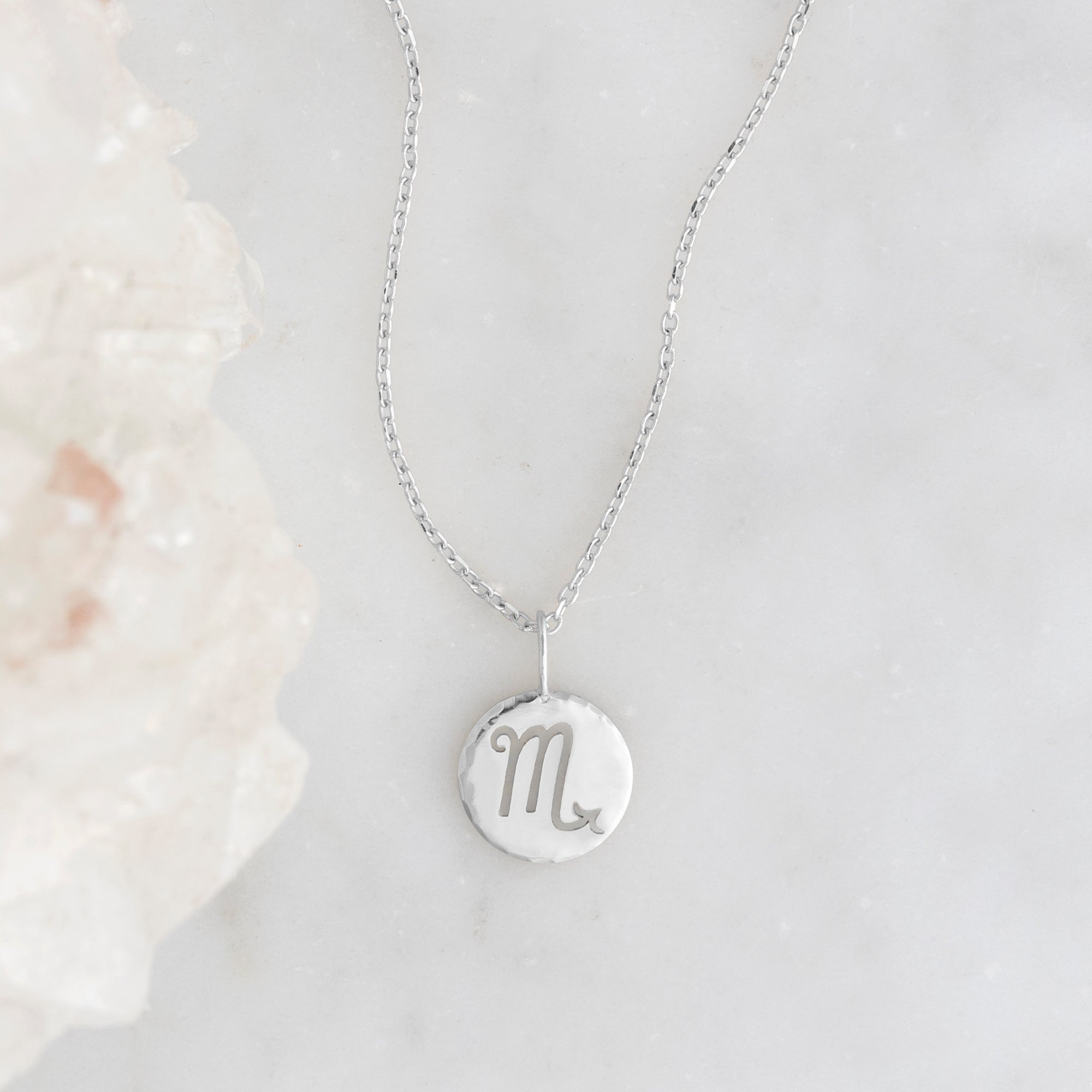 The Custom Zodiac Birthstone Charm Necklace | 14K White Gold