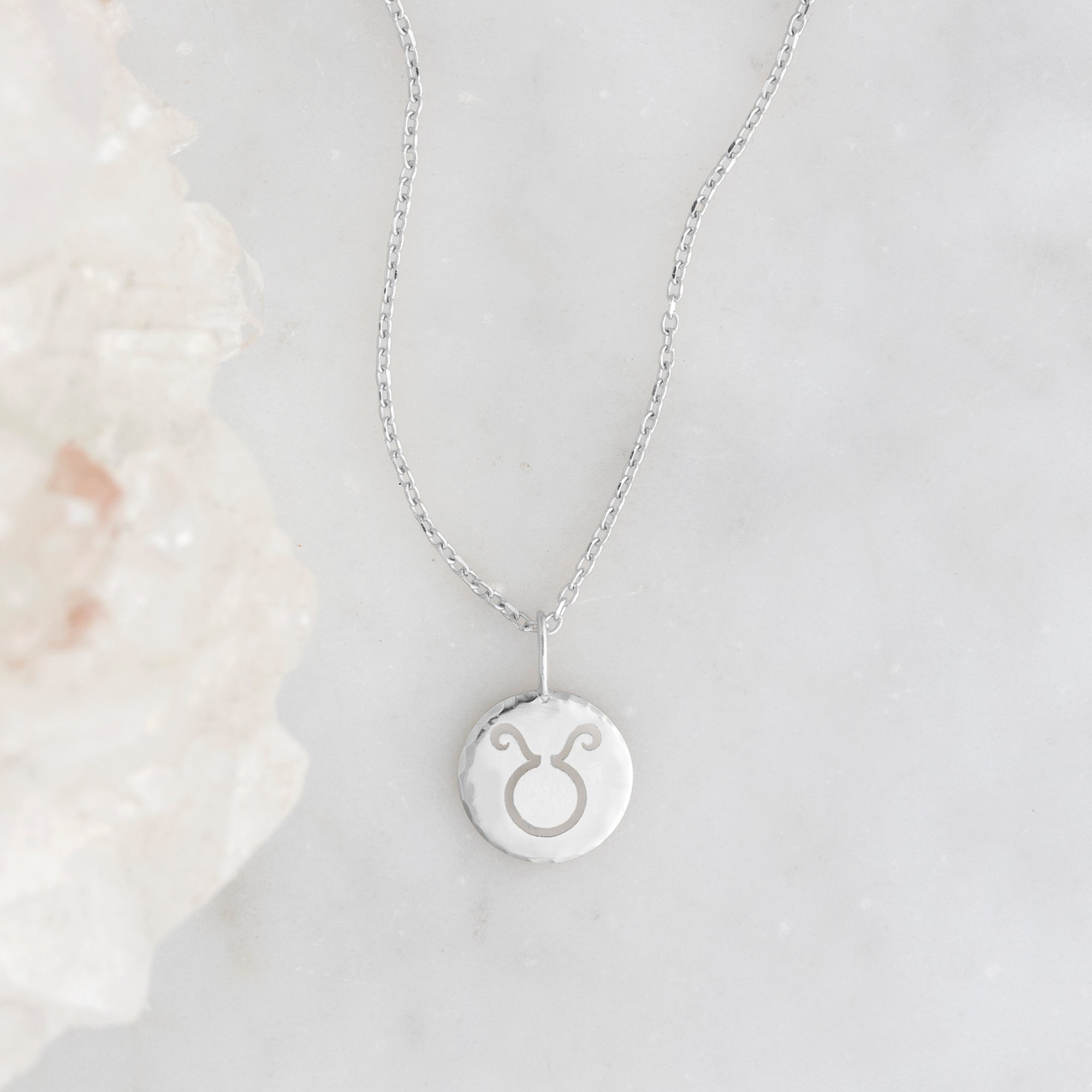 The Custom Zodiac Birthstone Charm Necklace | 14K White Gold