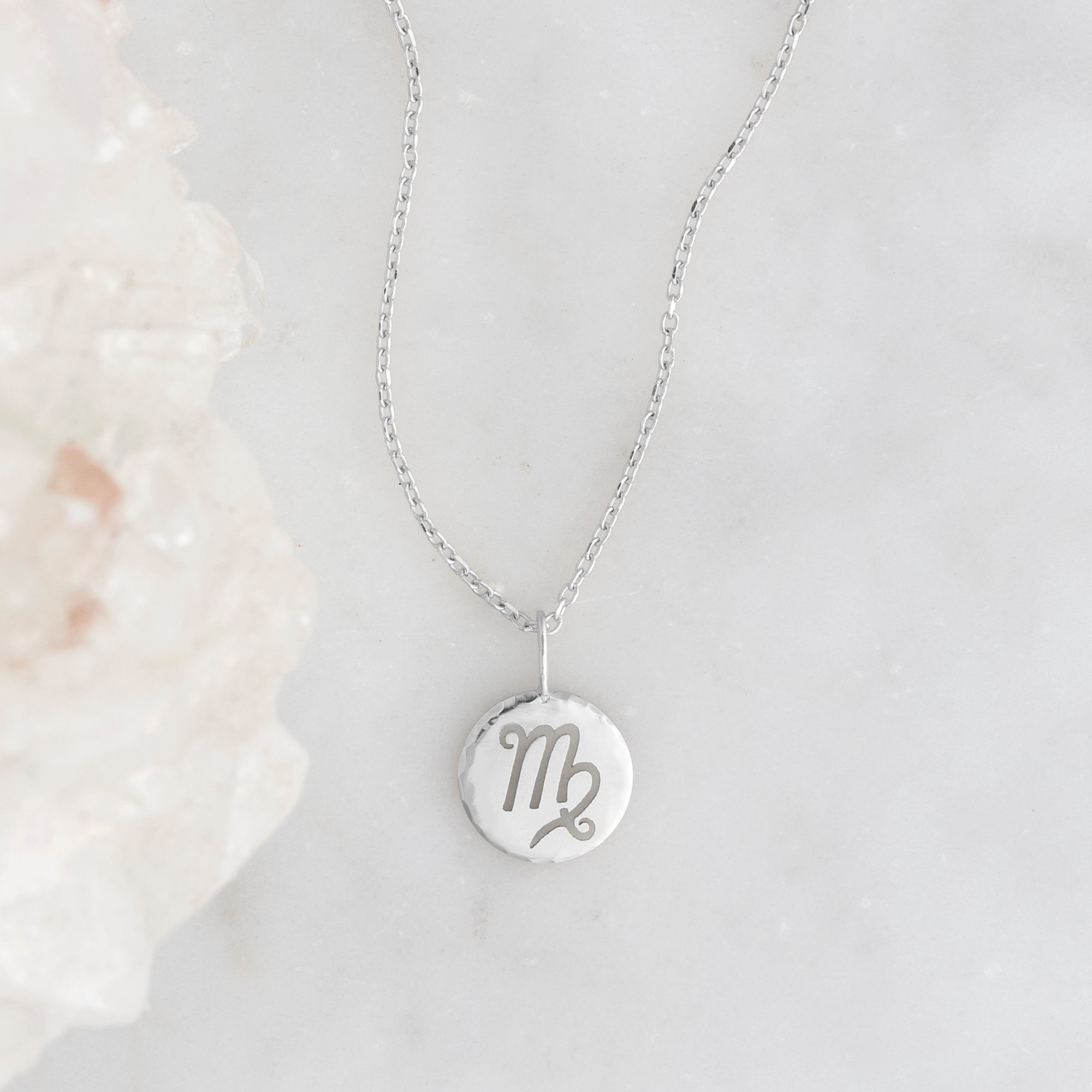 The Custom Zodiac Birthstone Charm Necklace | 14K White Gold