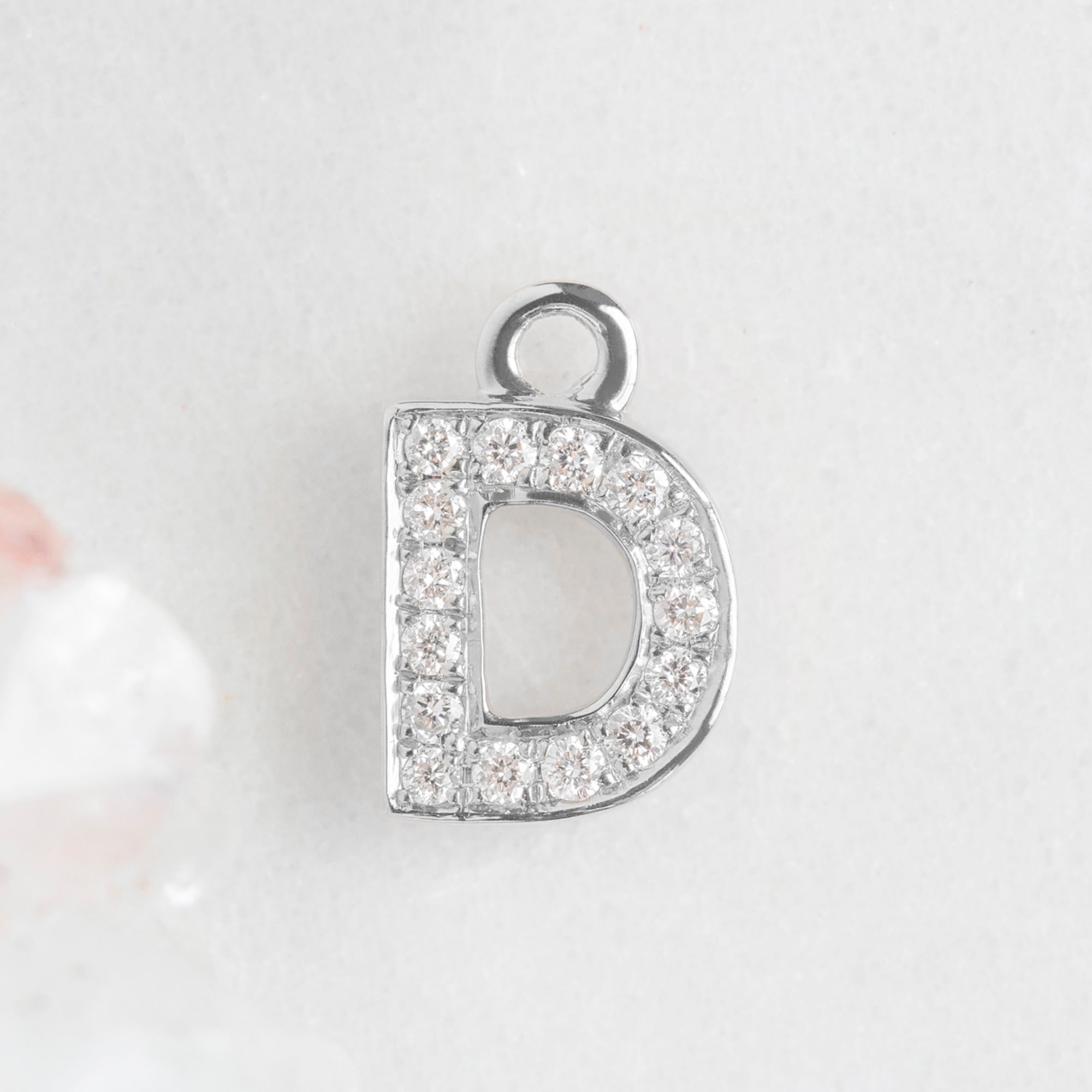 The White Diamond Pavé Letter Charm | 14K White Gold