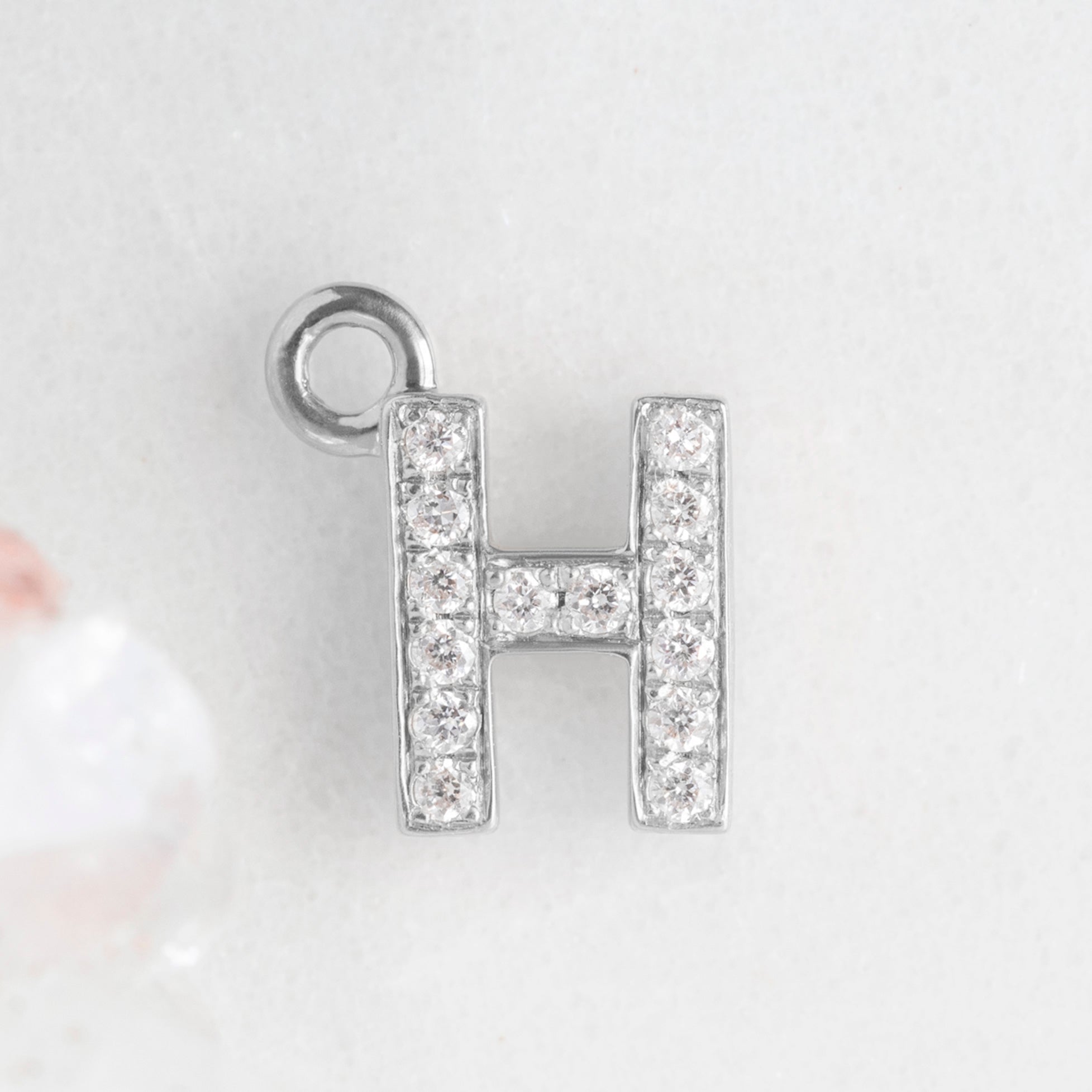 The White Diamond Pavé Letter Charm | 14K White Gold