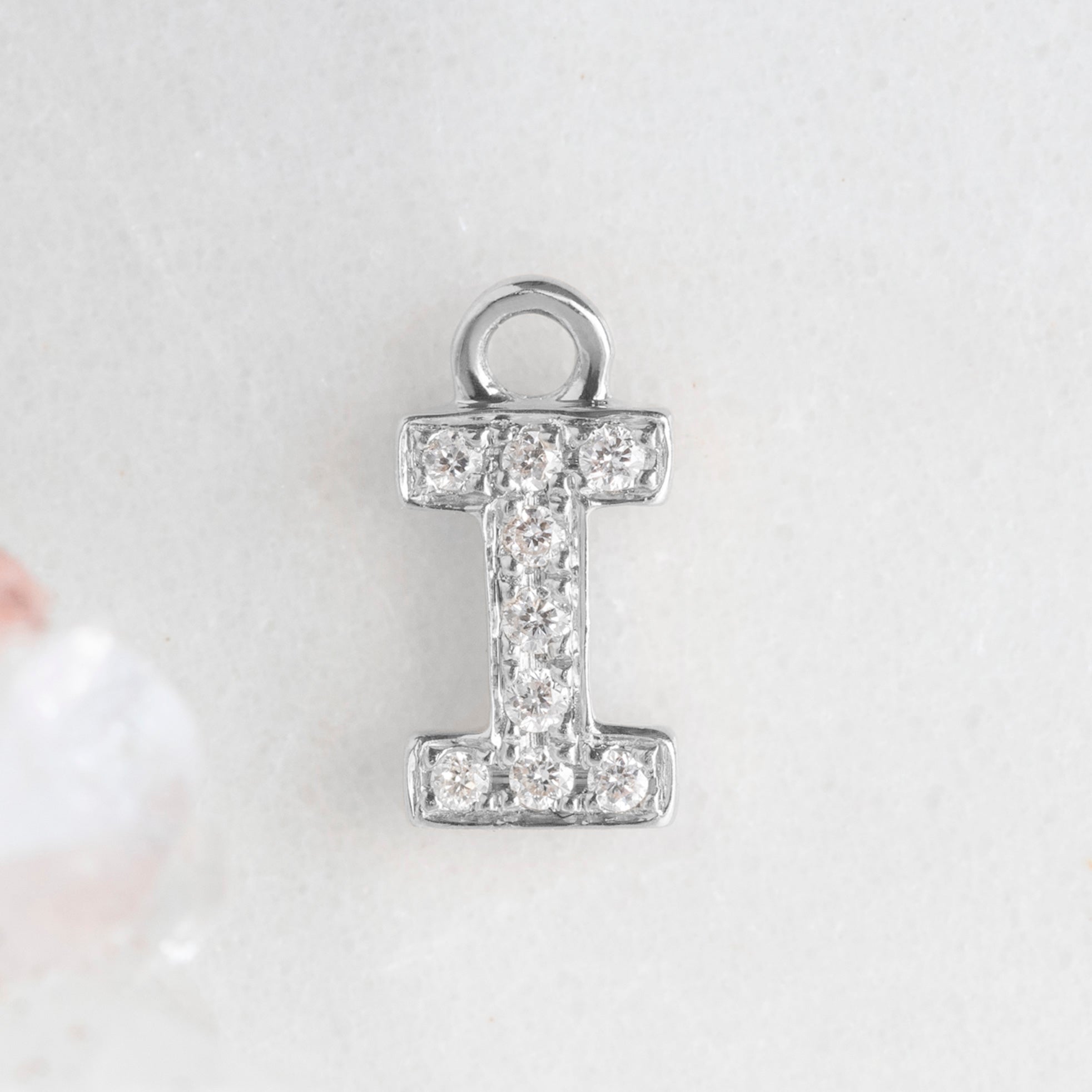 The White Diamond Pavé Letter Charm | 14K White Gold