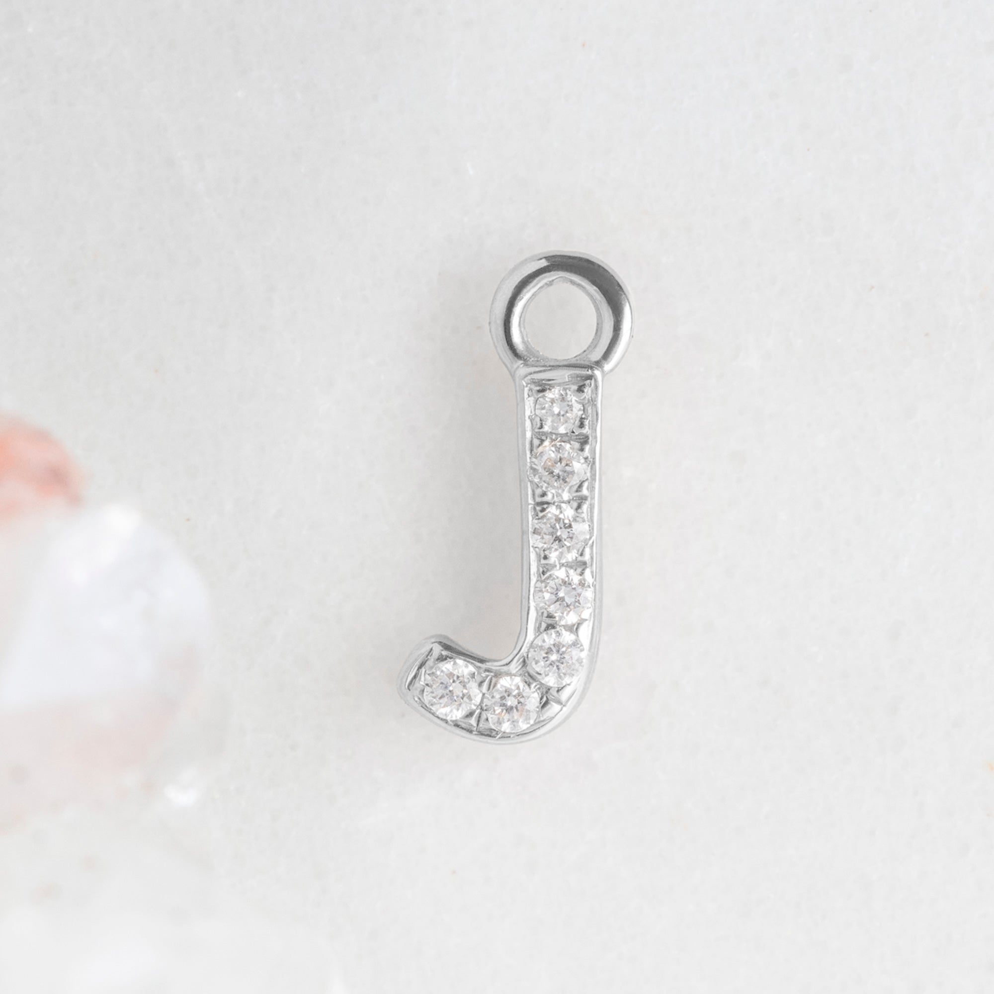 The White Diamond Pavé Letter Charm | 14K White Gold