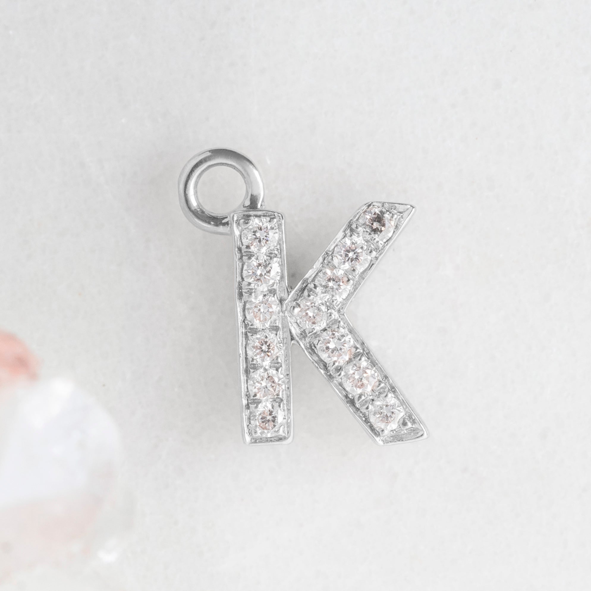 The White Diamond Pavé Letter Charm | 14K White Gold