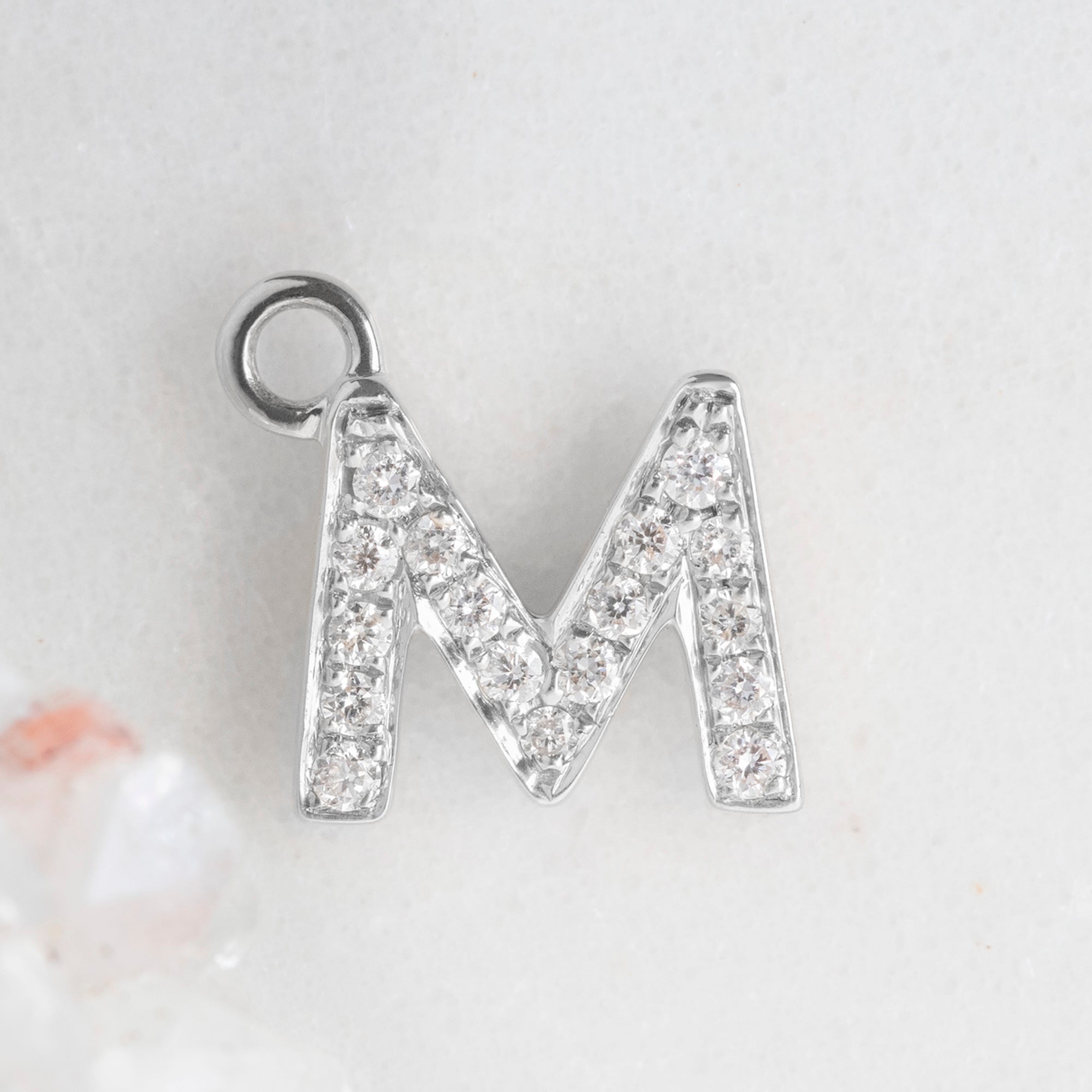 The White Diamond Pavé Letter Charm | 14K White Gold