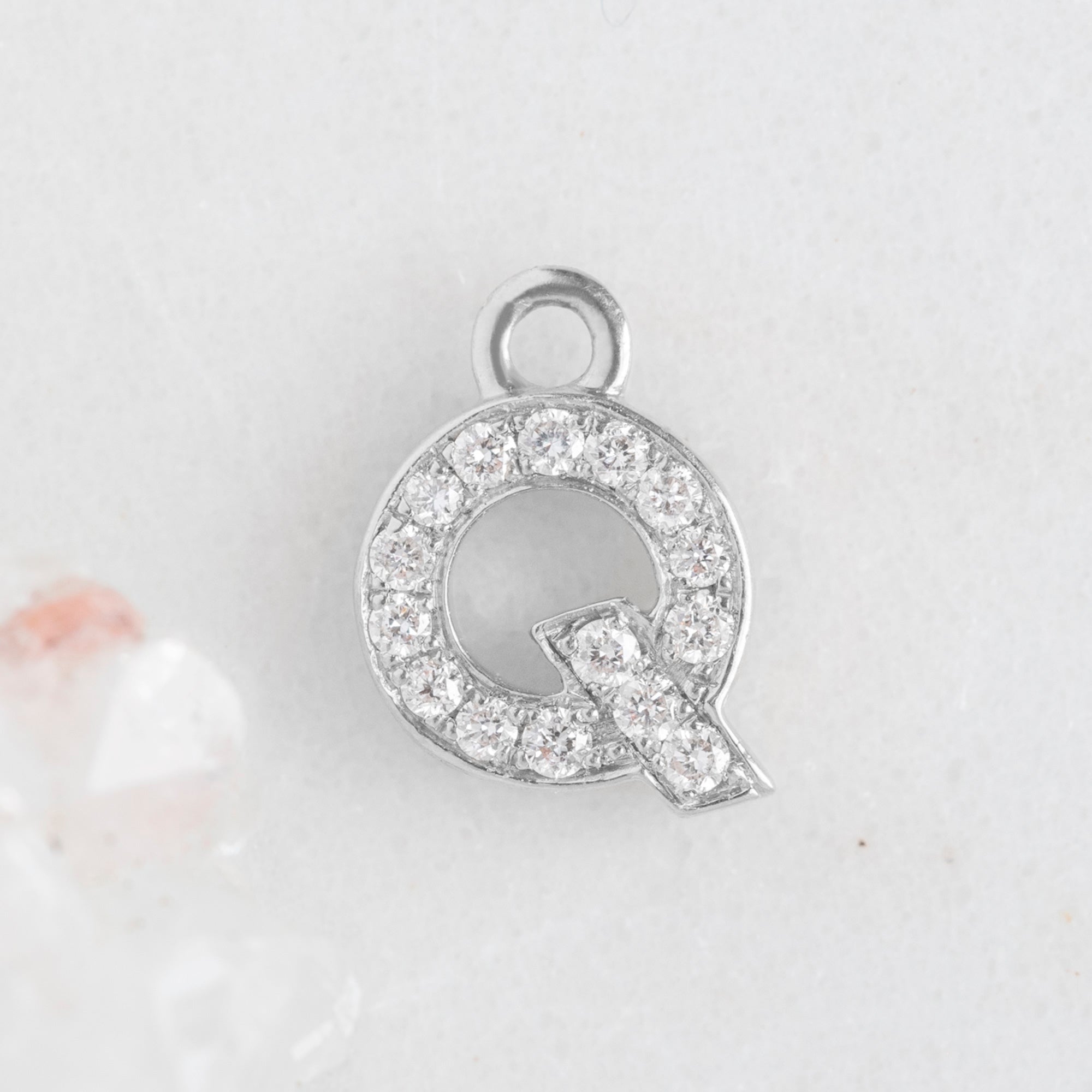 The White Diamond Pavé Letter Charm | 14K White Gold