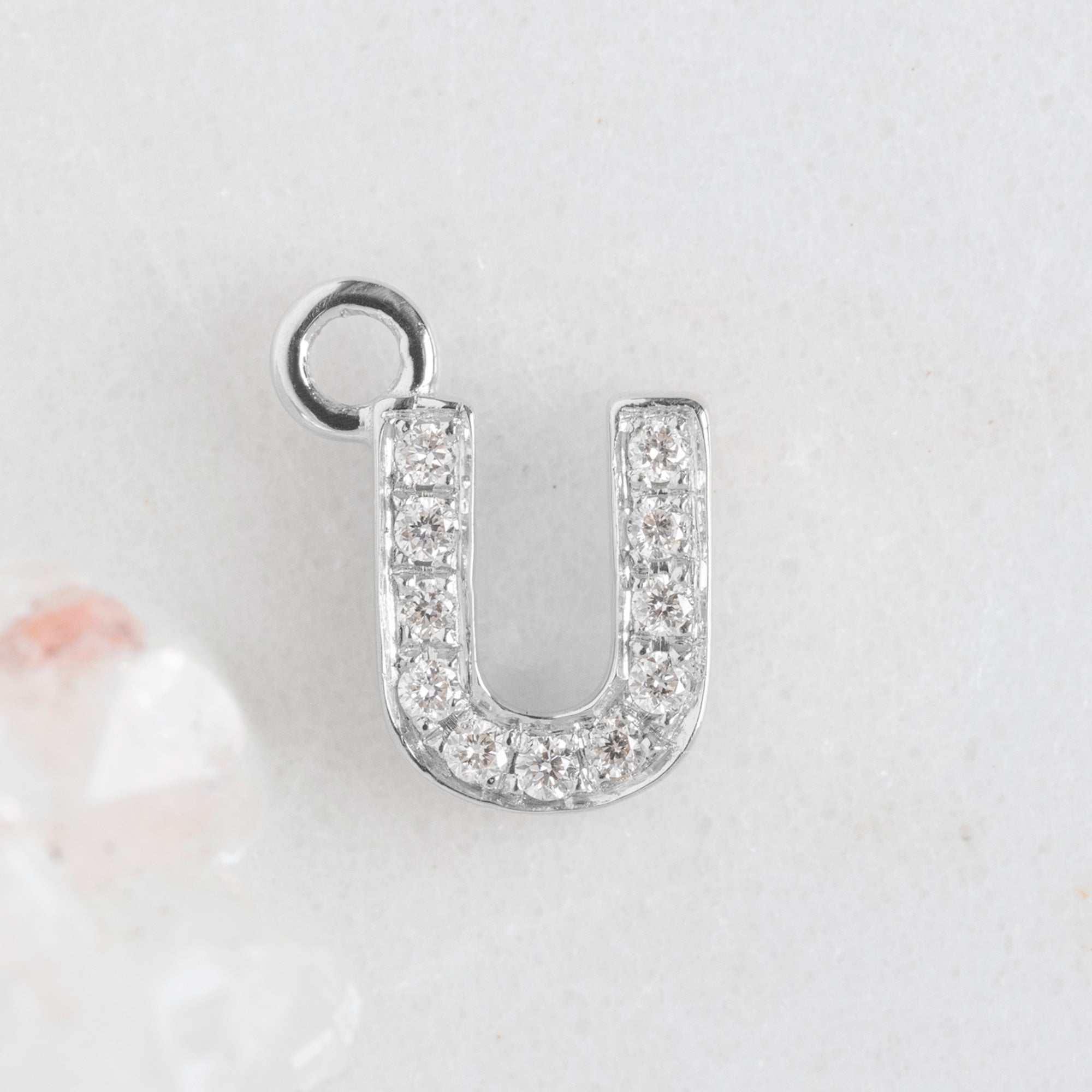 The White Diamond Pavé Letter Charm | 14K White Gold