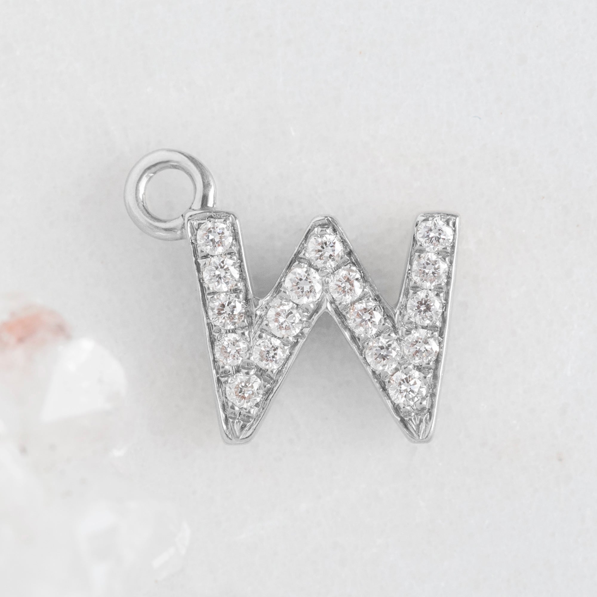 The White Diamond Pavé Letter Charm | 14K White Gold