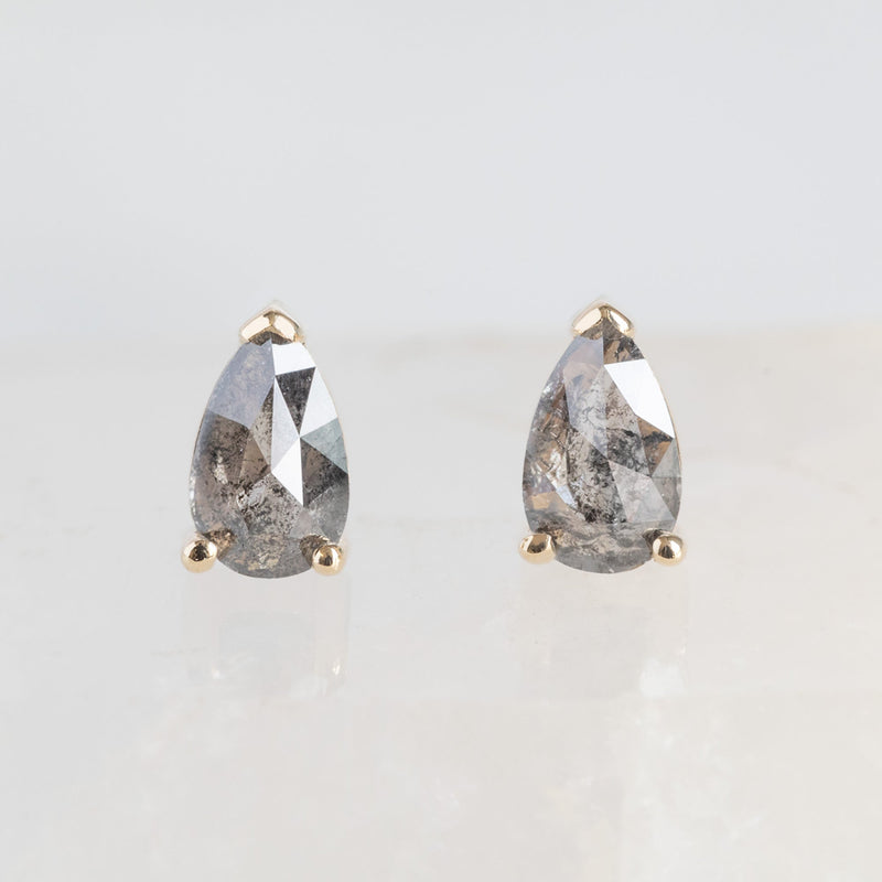 The Salt and Pepper Diamond Stud Earrings | 10K Yellow Gold