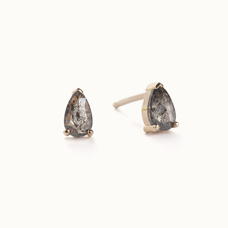 The Salt and Pepper Diamond Stud Earrings | 10K Yellow Gold